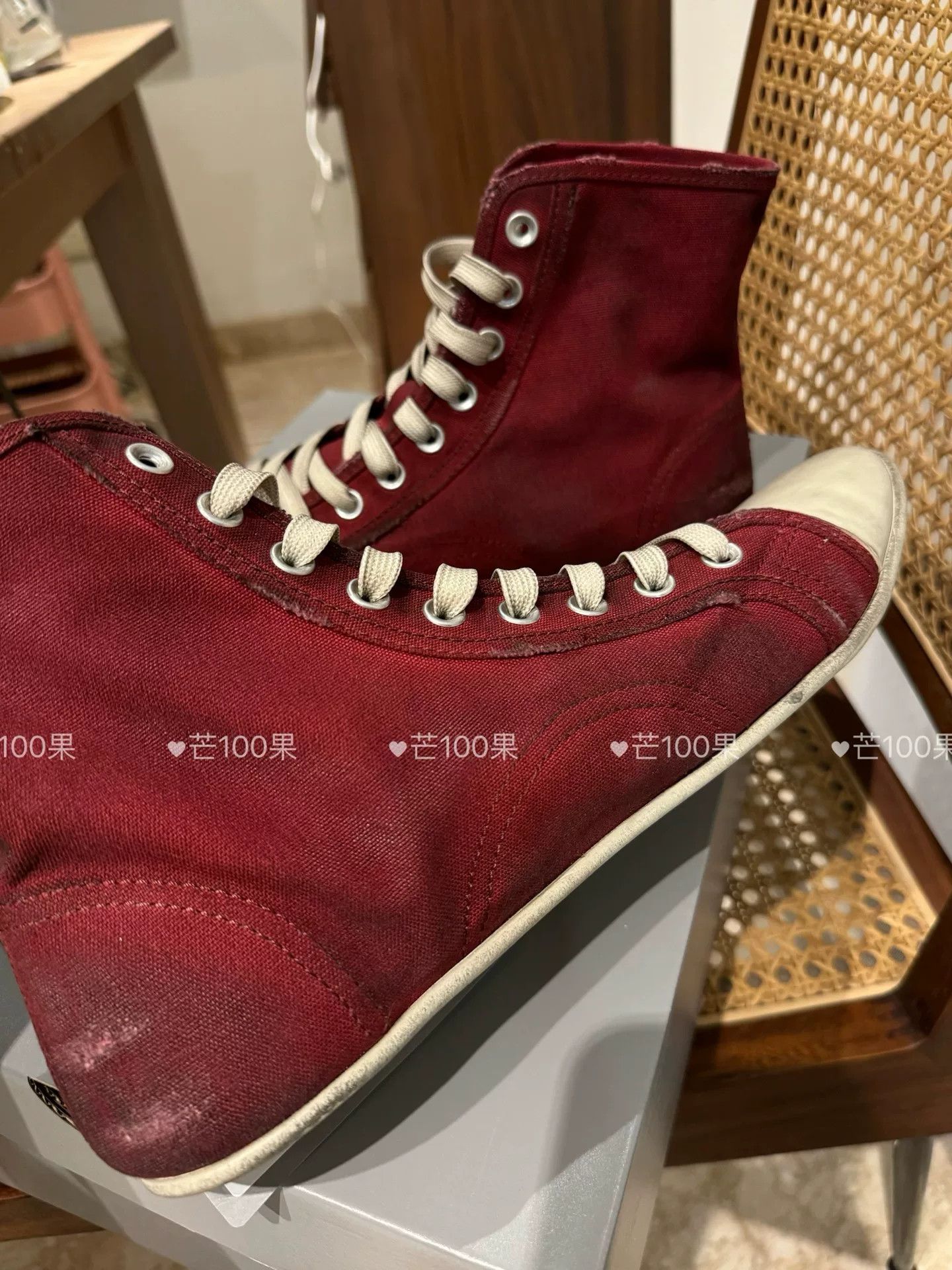 Balenciaga Balenciaga Vintage Distressed Burgundy Canvas Shoes Size US 10 / EU 43 - 7 Thumbnail