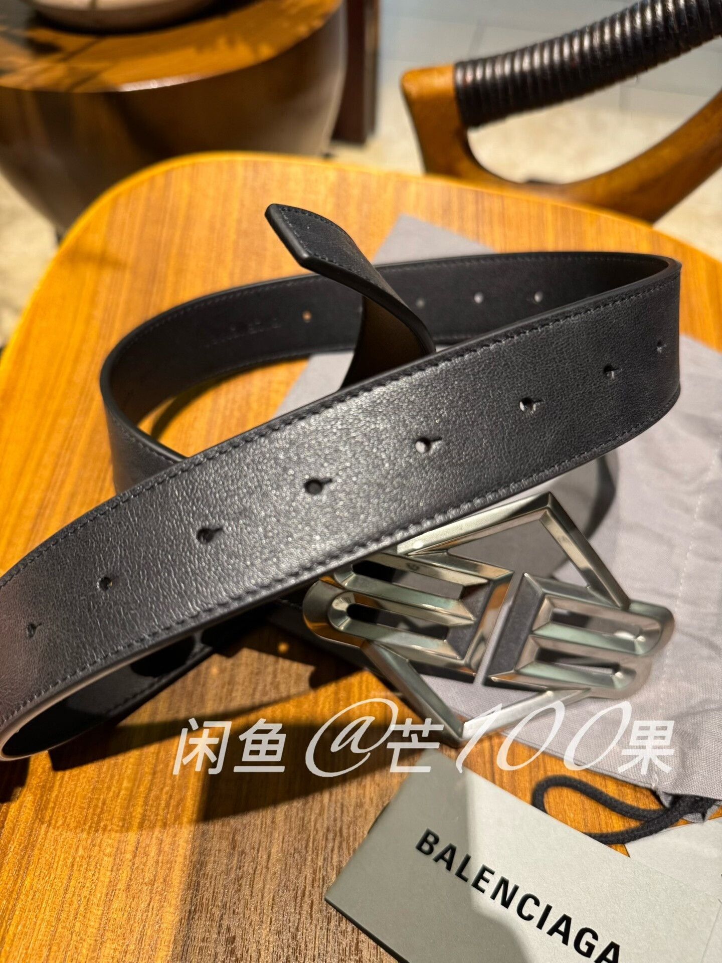 Balenciaga Balenciaga 25 Diamond Metal Logo Cowhide Belt Size ONE SIZE - 5 Thumbnail