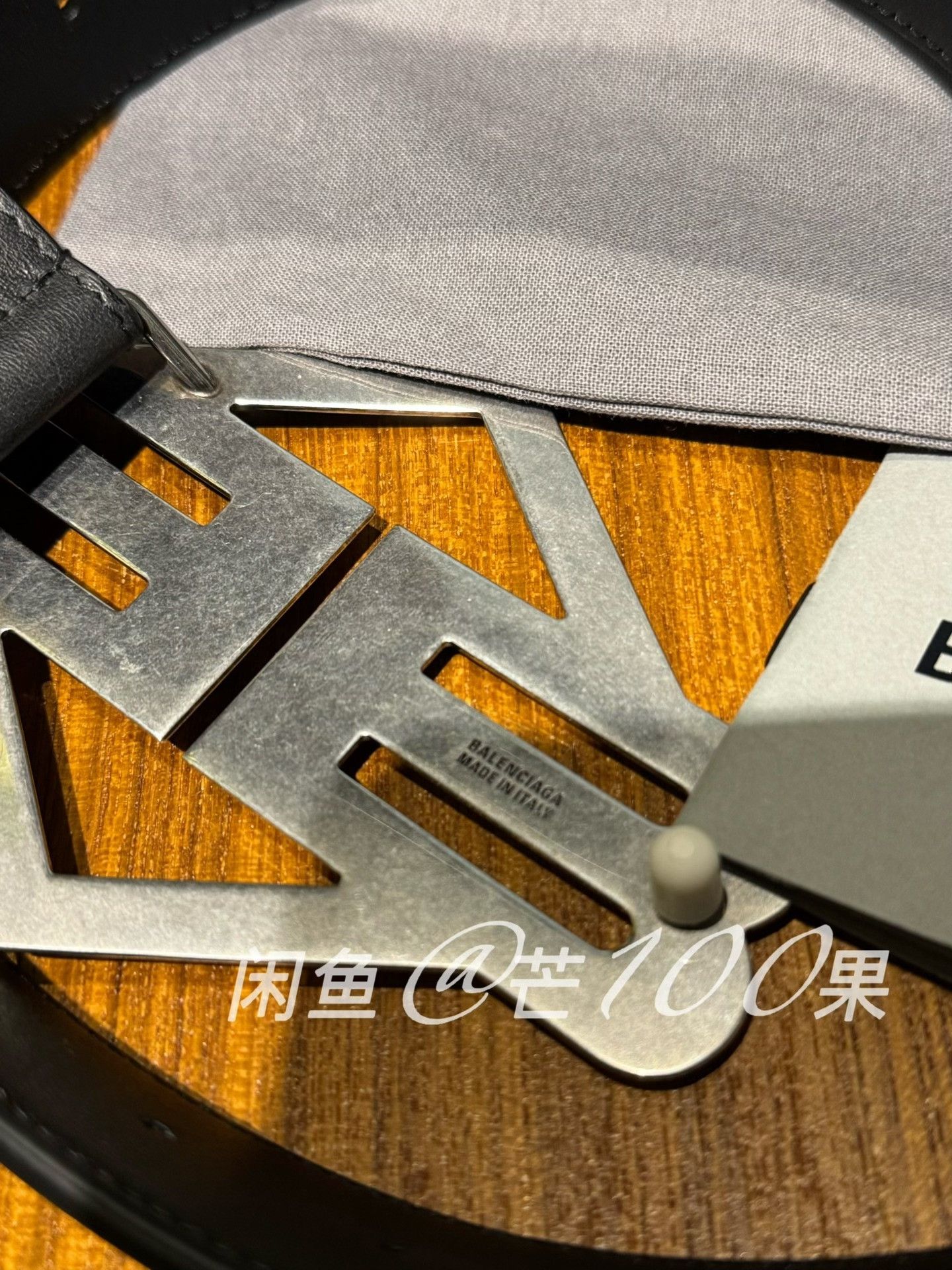 Balenciaga Balenciaga 25 Diamond Metal Logo Cowhide Belt Size ONE SIZE - 6 Thumbnail