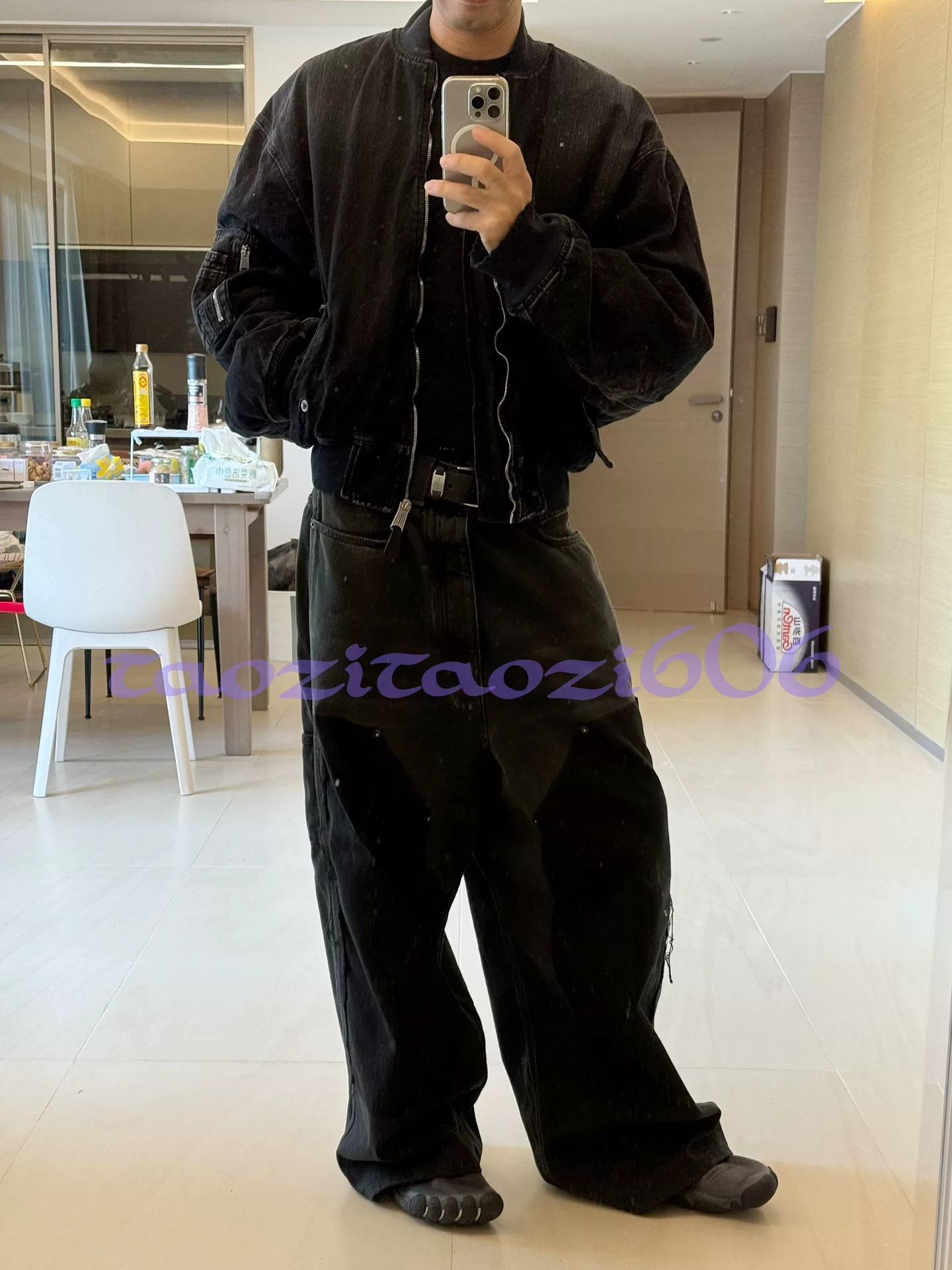 Balenciaga Balenciaga 25 Black Washed Denim Flight Jacket Size US M / EU 48-50 / 2 - 8 Thumbnail