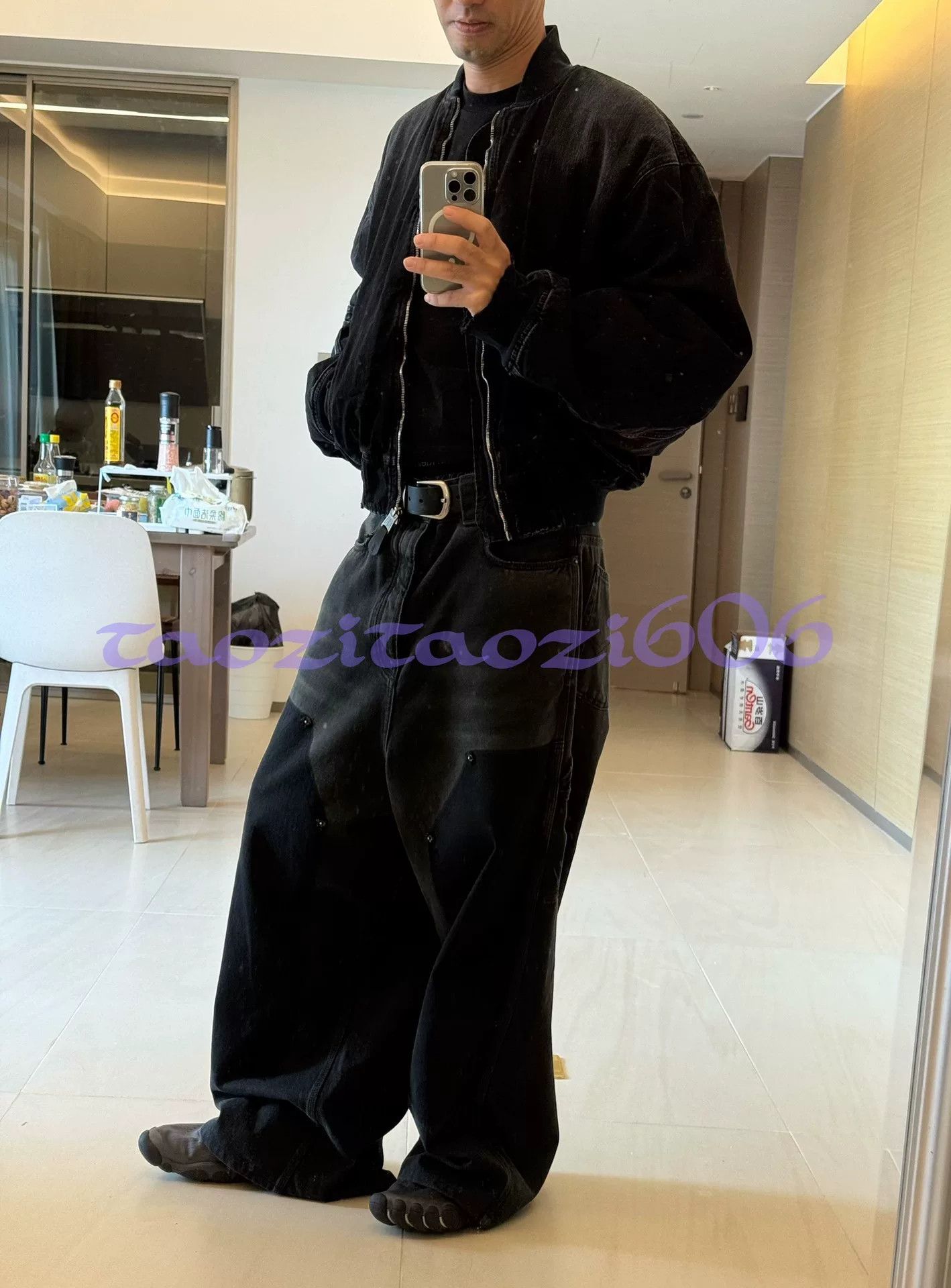 Balenciaga Balenciaga 25 Black Washed Denim Flight Jacket Size US M / EU 48-50 / 2 - 7 Thumbnail