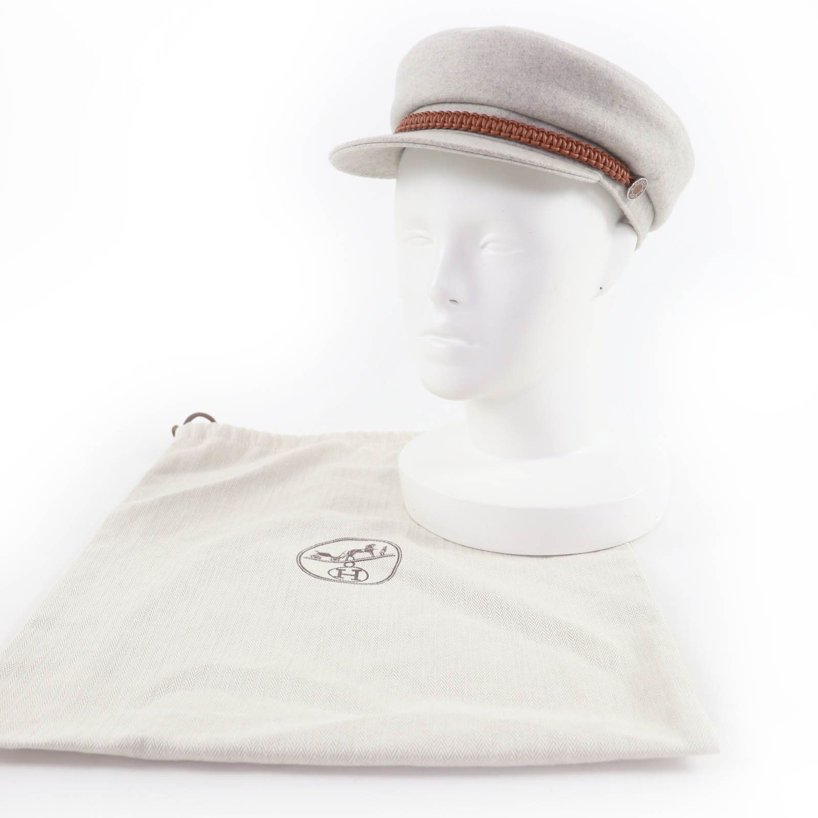 Hermes Hermes Hermès Casquette Deauville Serie Metal Cashmere Cap 57 Textile Hats DUTY FREE for USA Size ONE SIZE - 2 Thumbnail