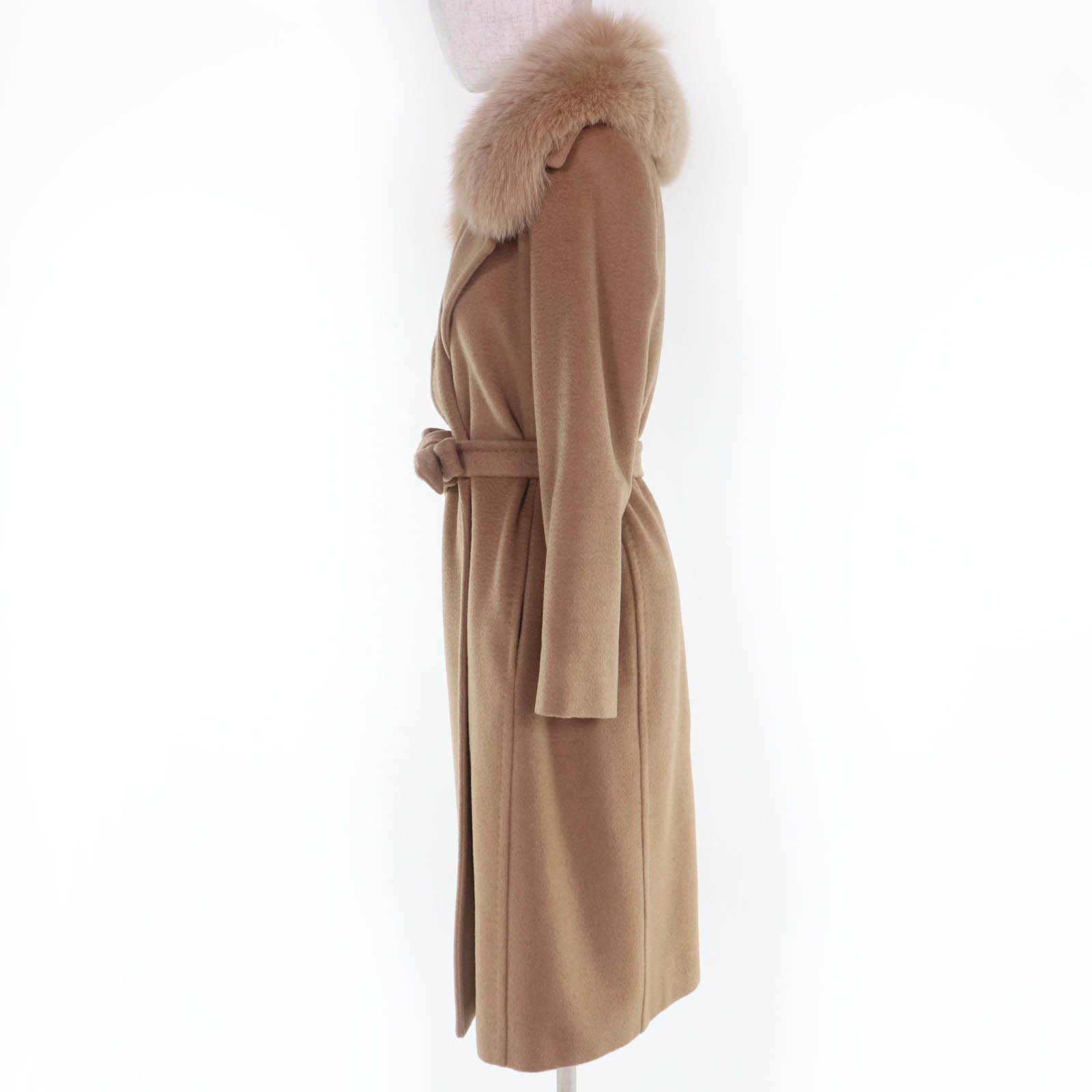 Max Mara Max Mara Max Mara Belt wrap coat Camel Fox Fur Coat Fur Outerwear DUTY FREE for USA Size ONE SIZE - 2 Thumbnail