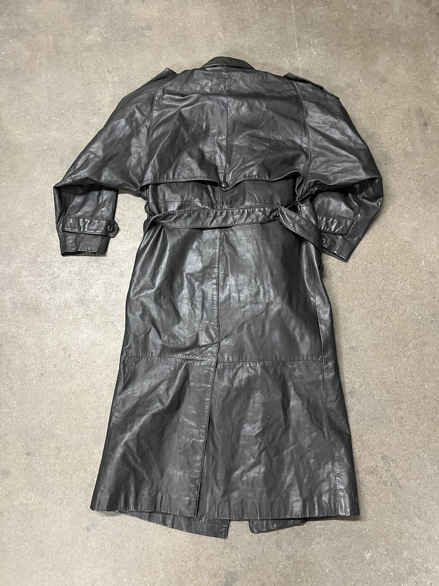 Leather × Vintage Vintage 1990s Pelle Studios Goth Spider Embroider Leather Trench Jacket Size S Size US S / EU 44-46 / 1 - 4 Thumbnail