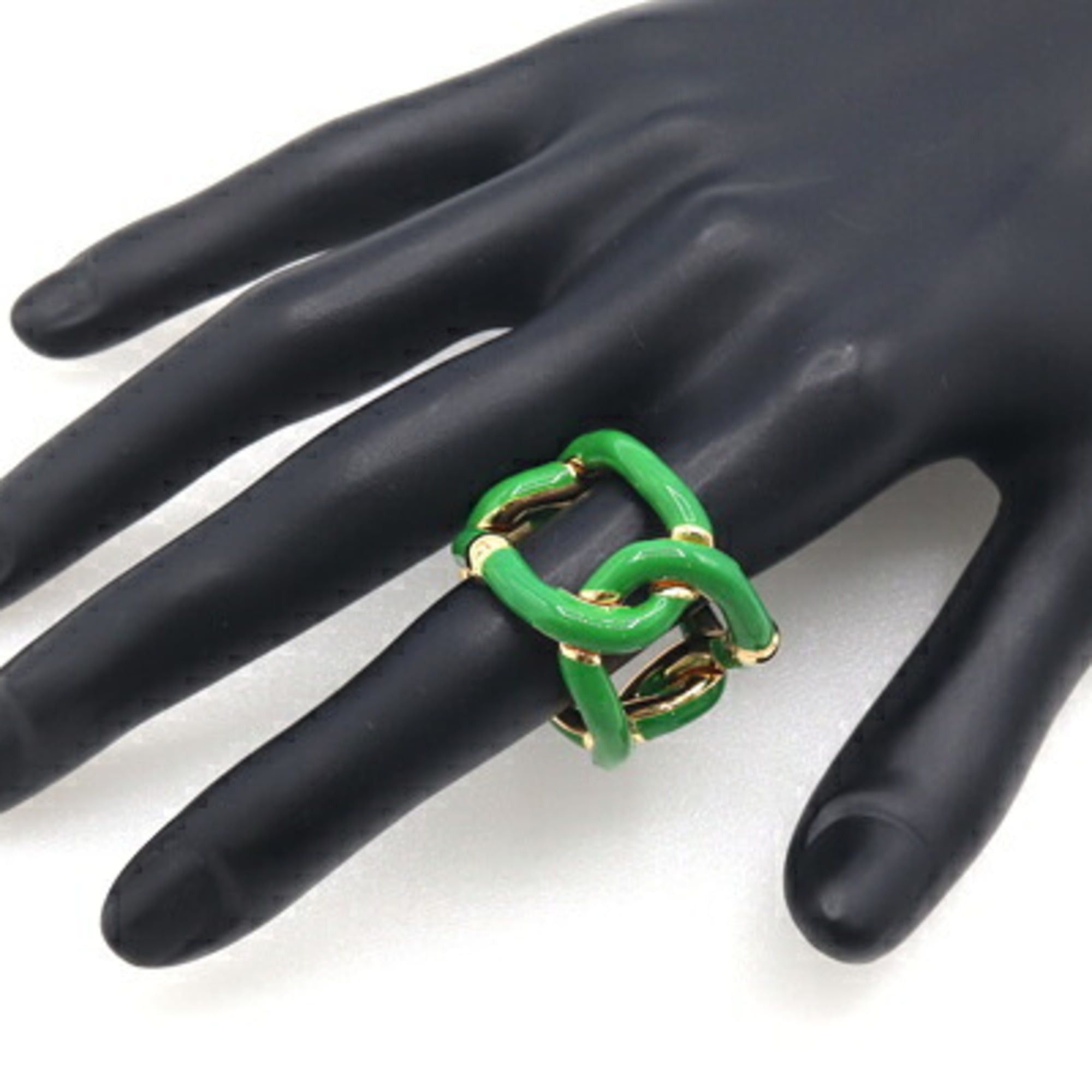 Bottega Veneta Bottega Veneta Paraquito Ring 666044, Gold, SV, Sterling Silver 925, Enamel, Green, Women's Size ONE SIZE - 7 Thumbnail