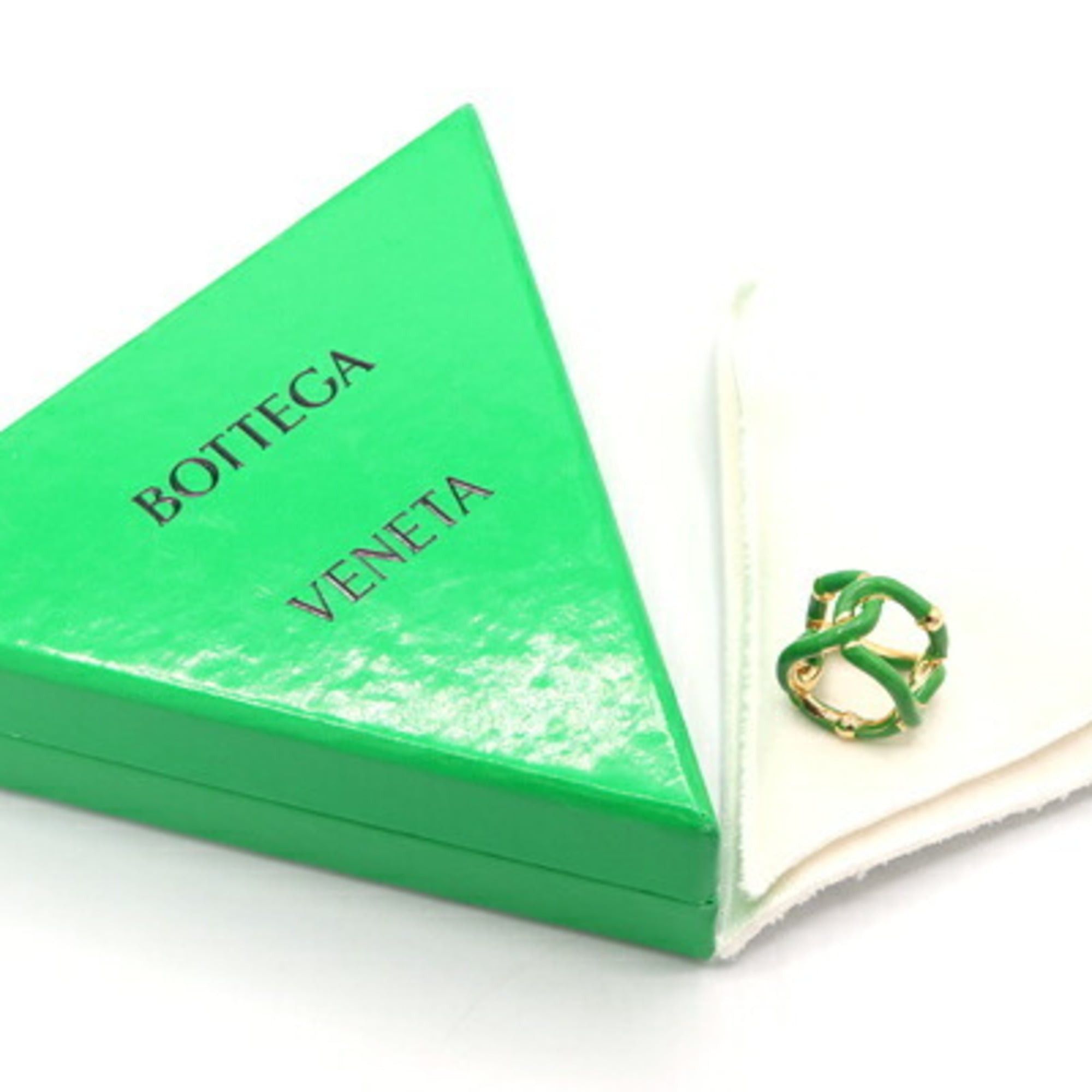 Bottega Veneta Bottega Veneta Paraquito Ring 666044, Gold, SV, Sterling Silver 925, Enamel, Green, Women's Size ONE SIZE - 8 Thumbnail