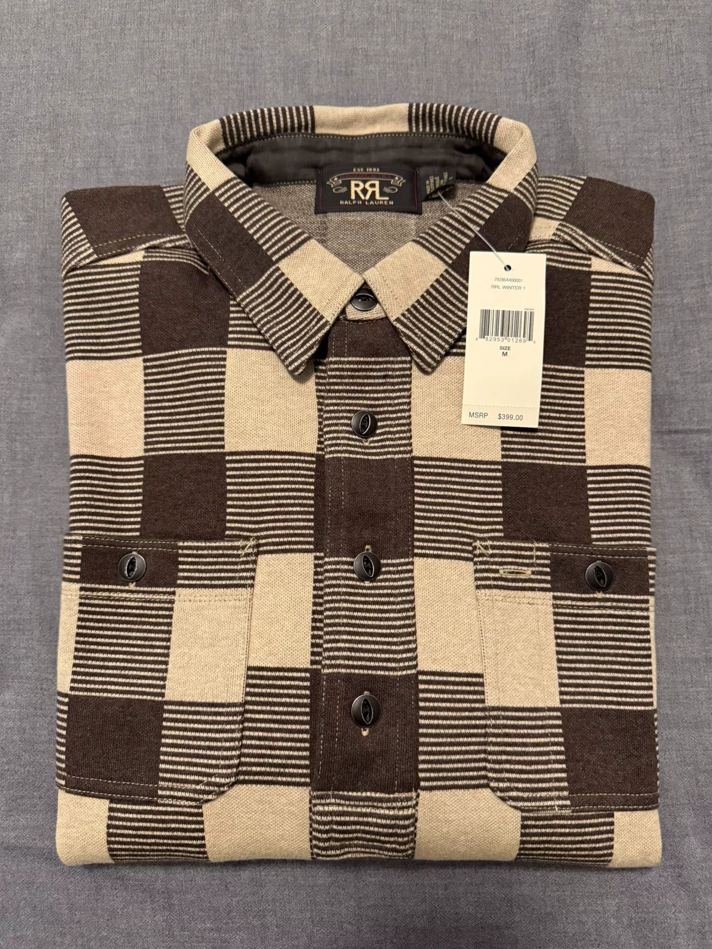 RRL Ralph Lauren RRL Double RL Wool Plaid Half-Placket Shirt Size US M / EU 48-50 / 2 - 6 Thumbnail