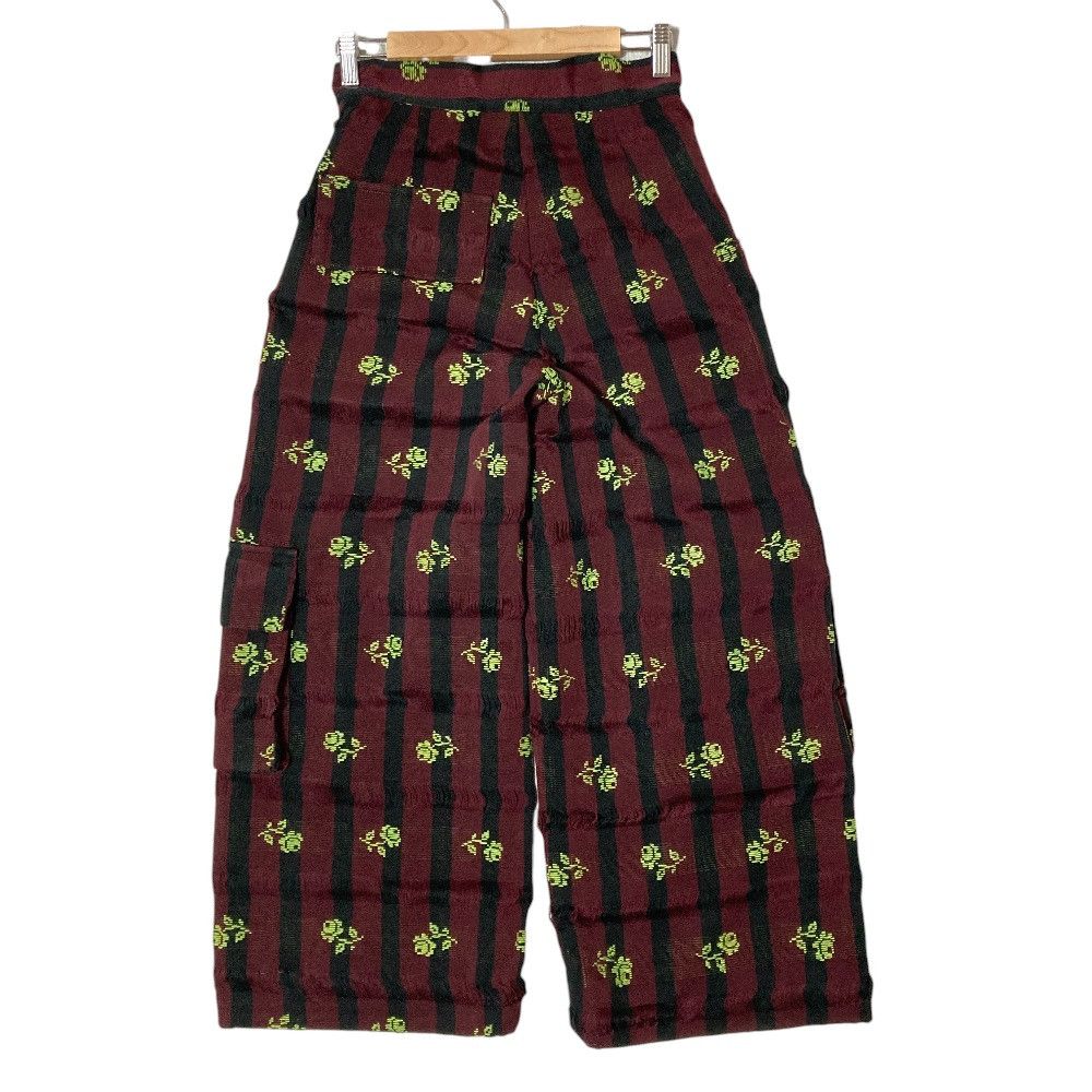 Other Other MOZH MOZH Flower Stitch Stripe Wide Cargo Pants Textile Pants DUTY FREE for USA Size ONE SIZE - 2 Thumbnail