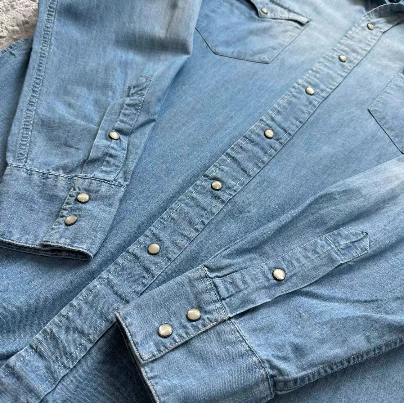 Polo Ralph Lauren POLO Ralph Lauren Western Washed Denim Shirt Size US L / EU 52-54 / 3 - 3 Thumbnail