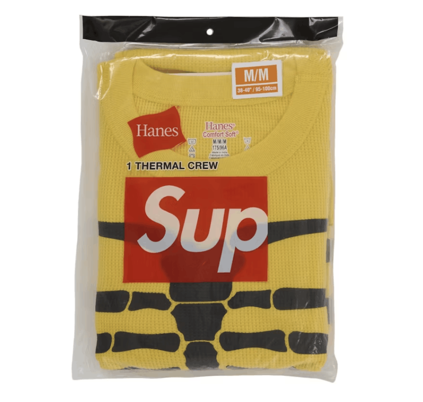 Supreme Hanes Bones Thermal Long Sleeve Crew (1 Pack) Yellow Size US S / EU 44-46 / 1 - 3 Thumbnail