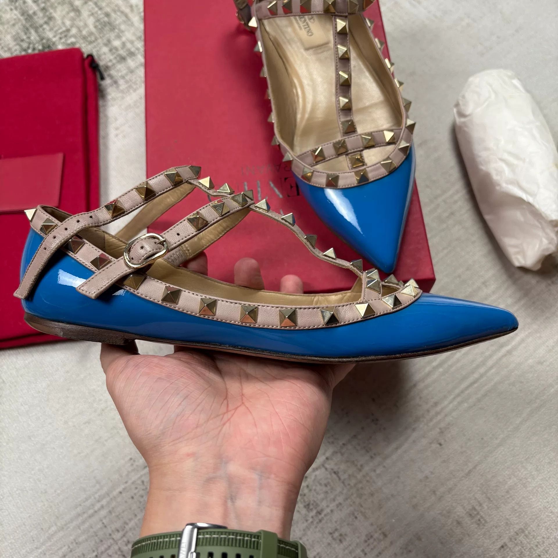 Valentino Valentino Rockstud Flat Sandals Size US 7 / IT 37 - 2 Thumbnail