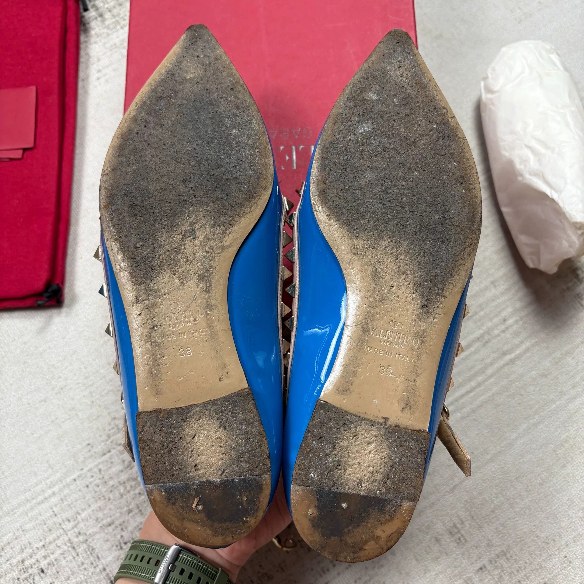 Valentino Valentino Rockstud Flat Sandals Size US 7 / IT 37 - 8 Thumbnail
