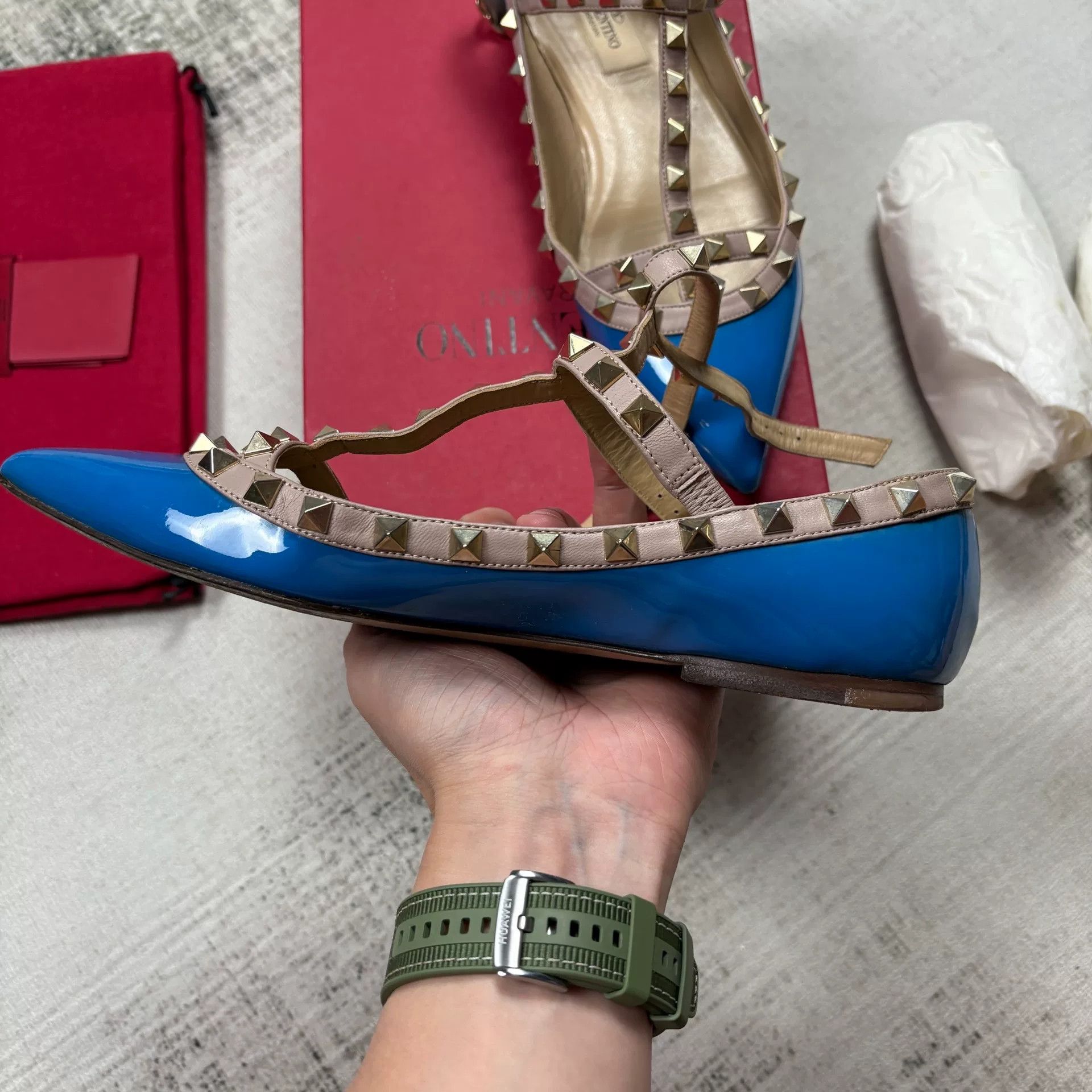 Valentino Valentino Rockstud Flat Sandals Size US 7 / IT 37 - 3 Thumbnail