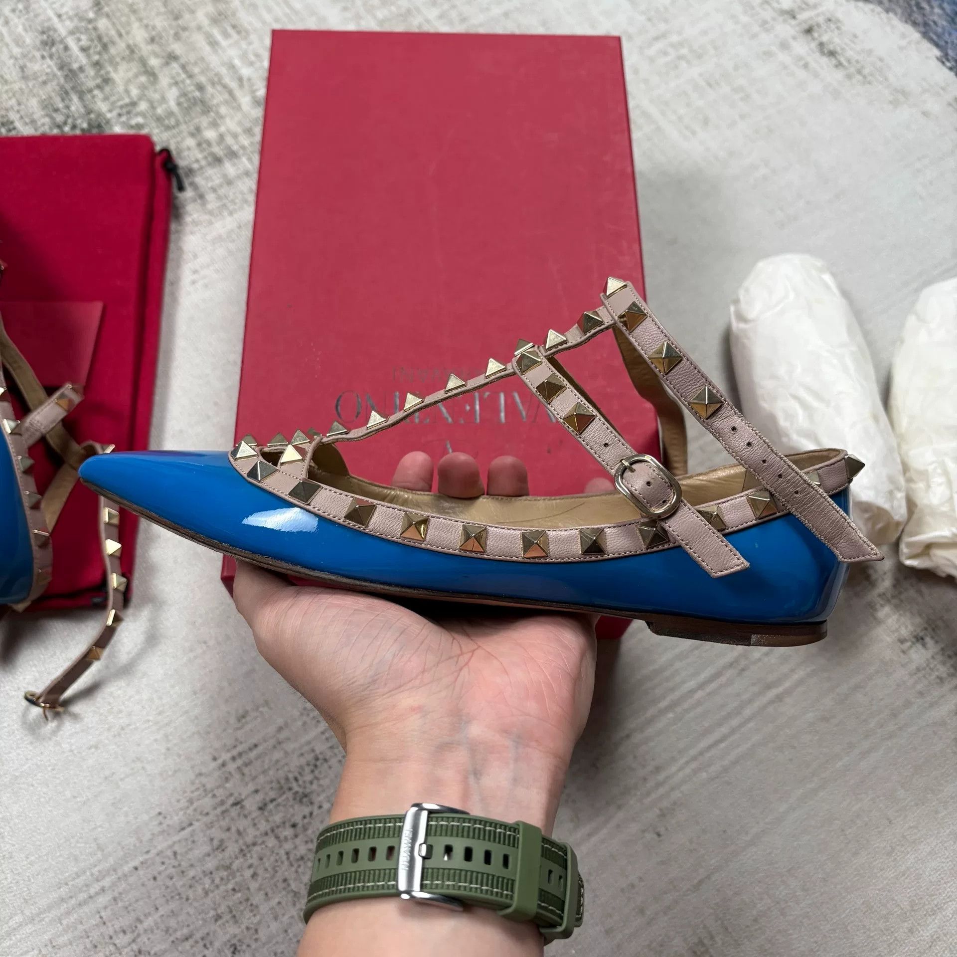 Valentino Valentino Rockstud Flat Sandals Size US 7 / IT 37 - 4 Thumbnail
