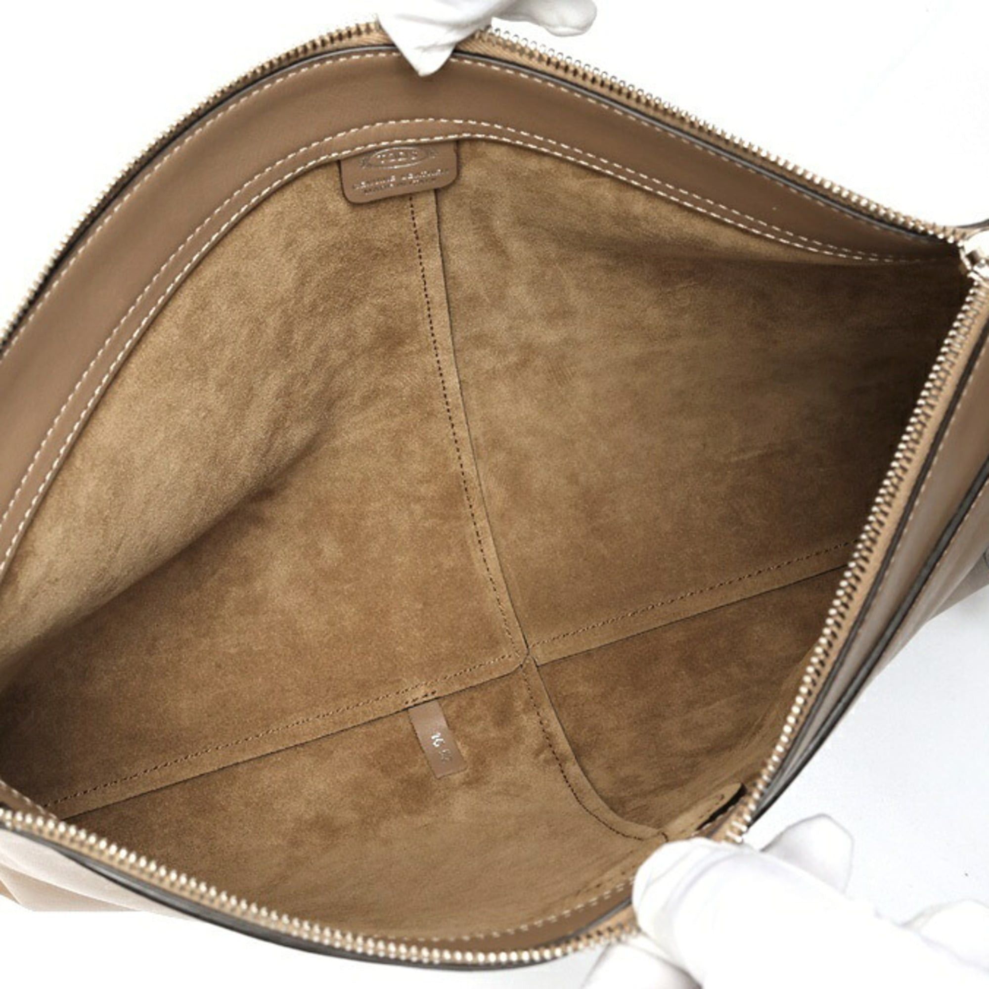 Tod's Tod's Document Holder Pouch Medium Clutch Bag Leather Beige S-160145 Size ONE SIZE - 6 Thumbnail