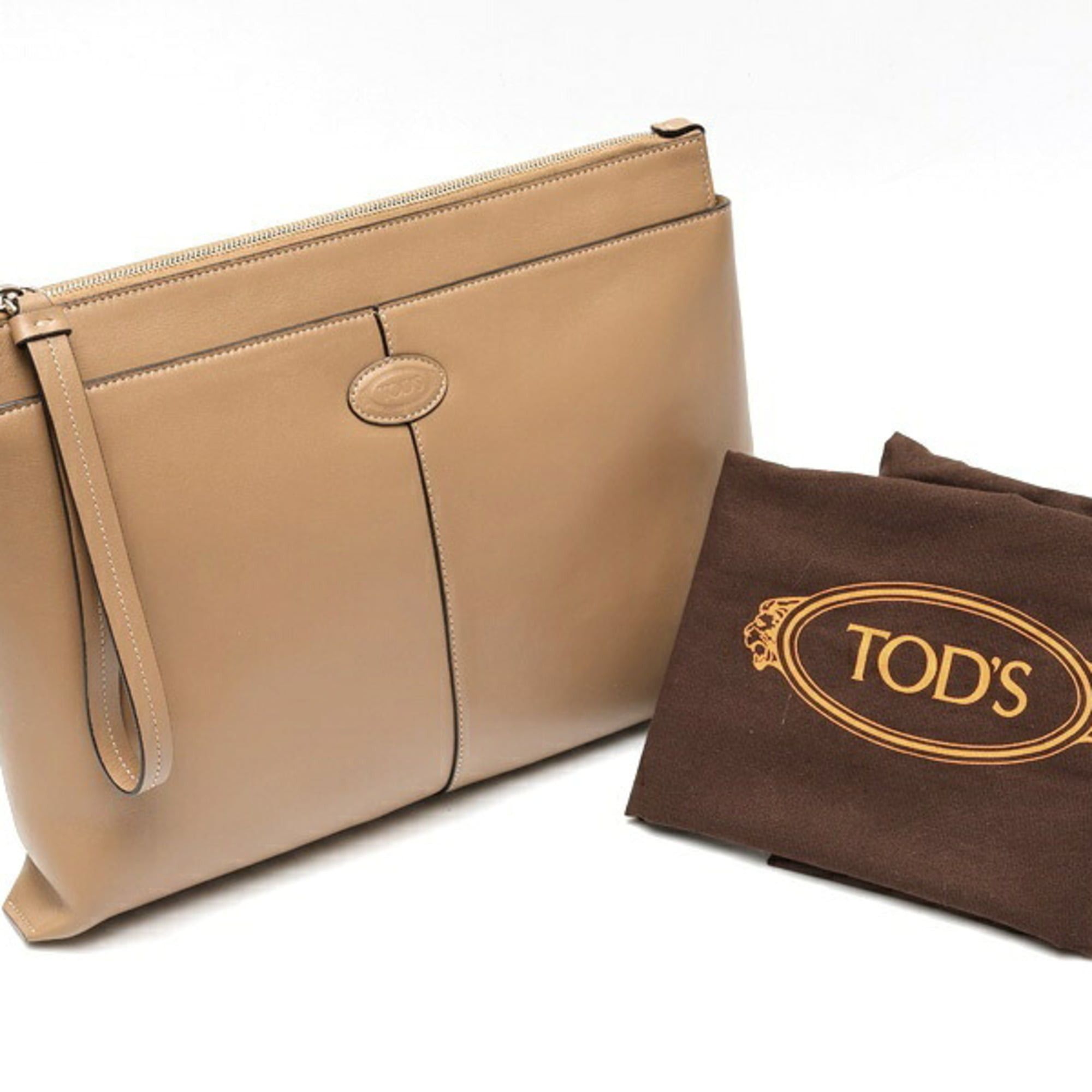 Tod's Tod's Document Holder Pouch Medium Clutch Bag Leather Beige S-160145 Size ONE SIZE - 7 Thumbnail