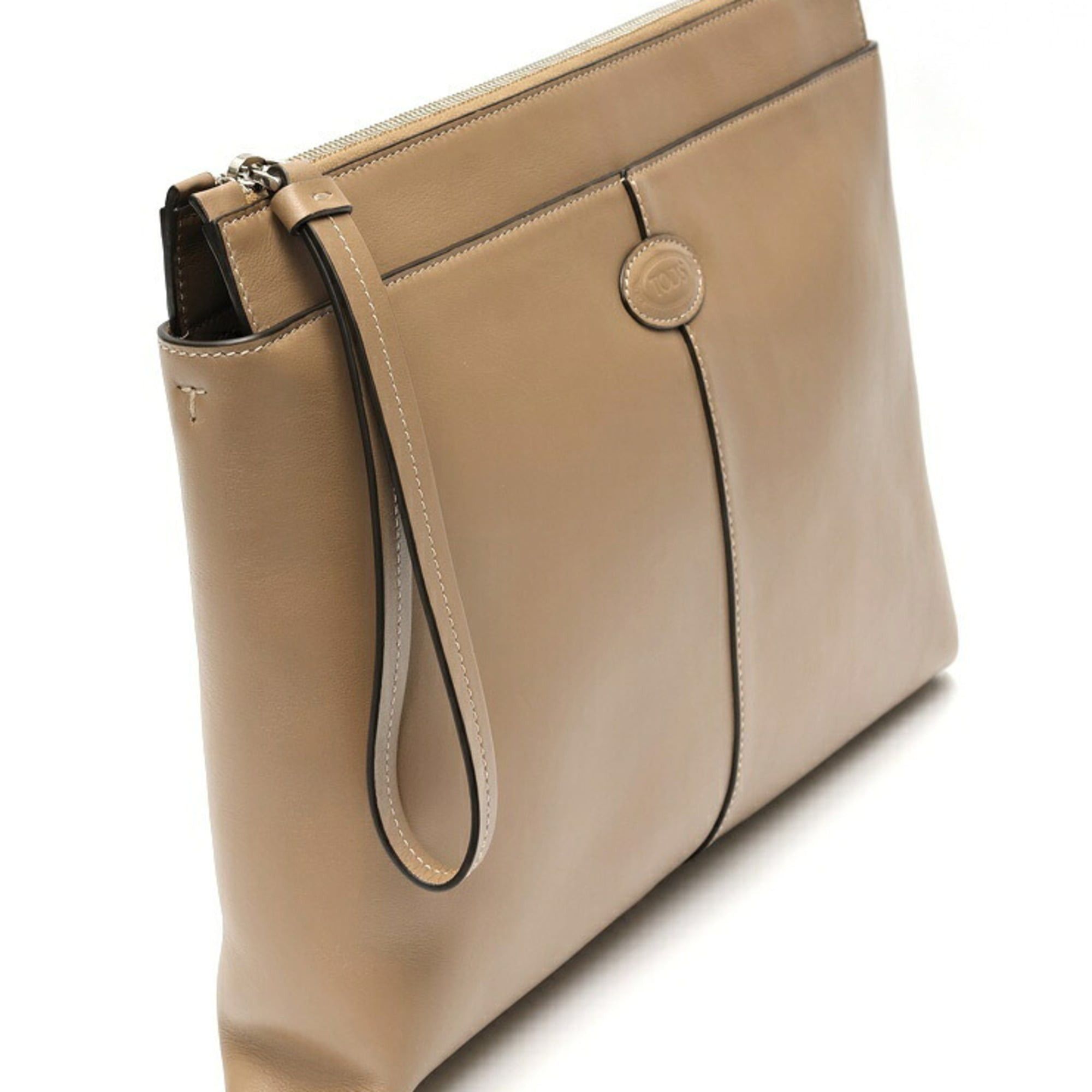 Tod's Tod's Document Holder Pouch Medium Clutch Bag Leather Beige S-160145 Size ONE SIZE - 2 Thumbnail