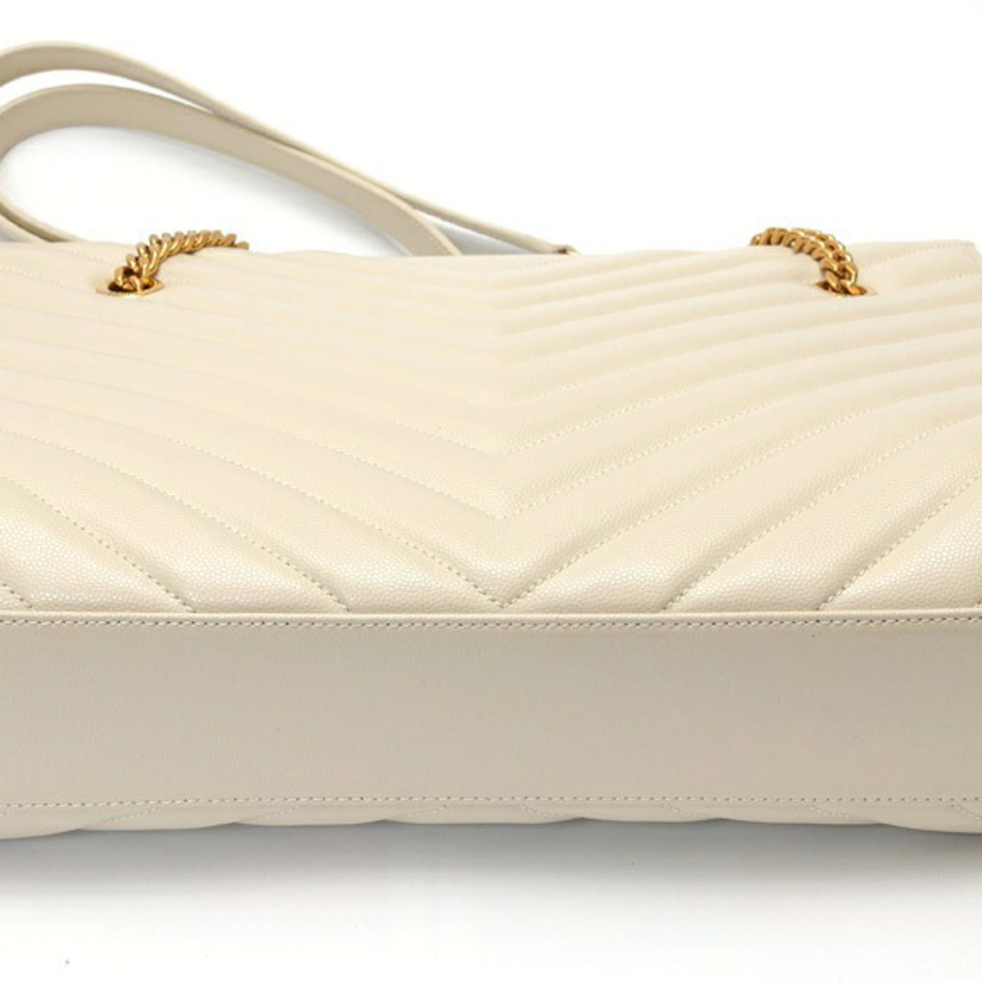 Saint Laurent Paris Saint Laurent Chain Tote Shoulder Bag 568864 Calfskin Ivory S-160141 Size ONE SIZE - 5 Thumbnail