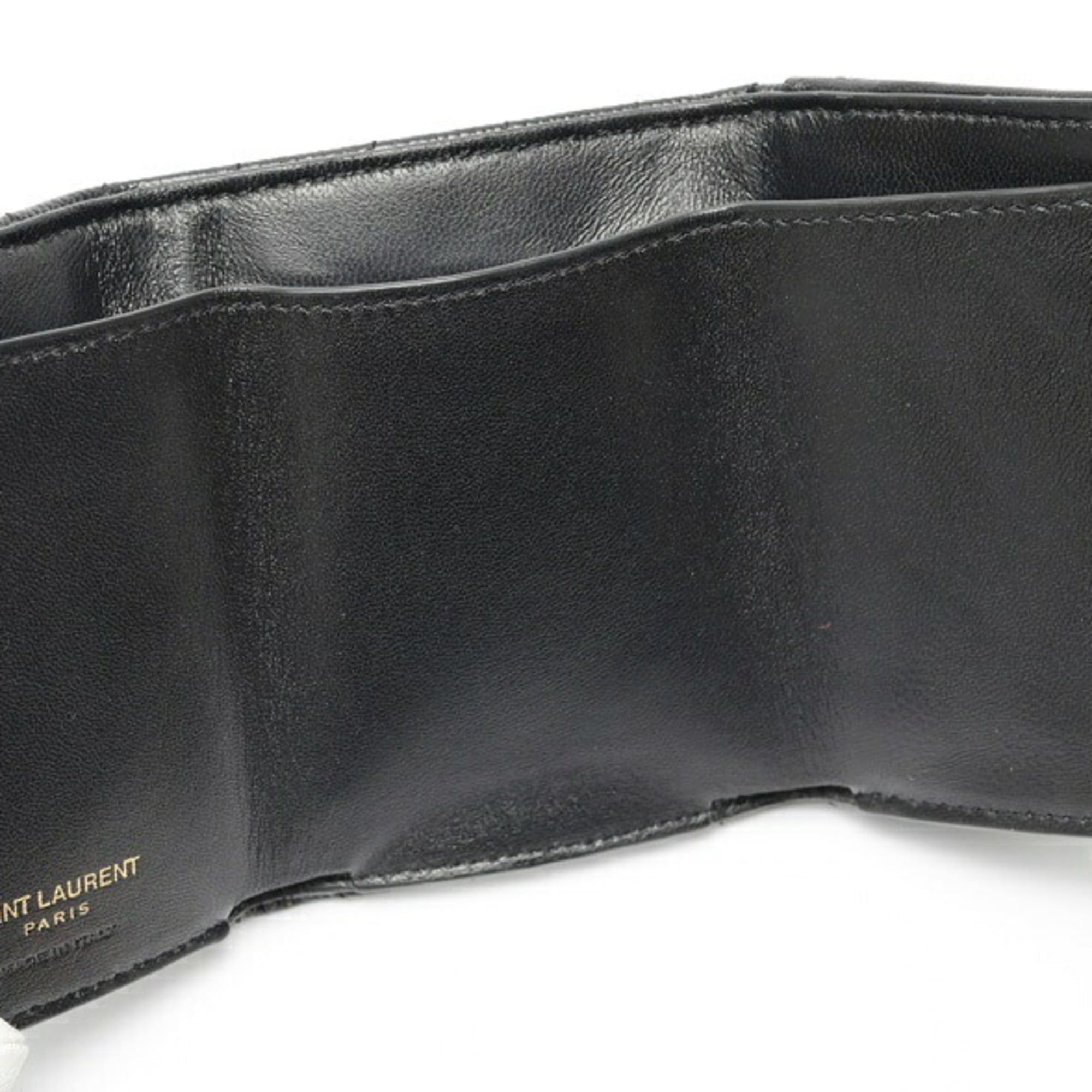 Saint Laurent Paris Saint Laurent Monogram Tri-fold Tiny Wallet Compact 505118 Leather Black S-159987 Size ONE SIZE - 6 Thumbnail