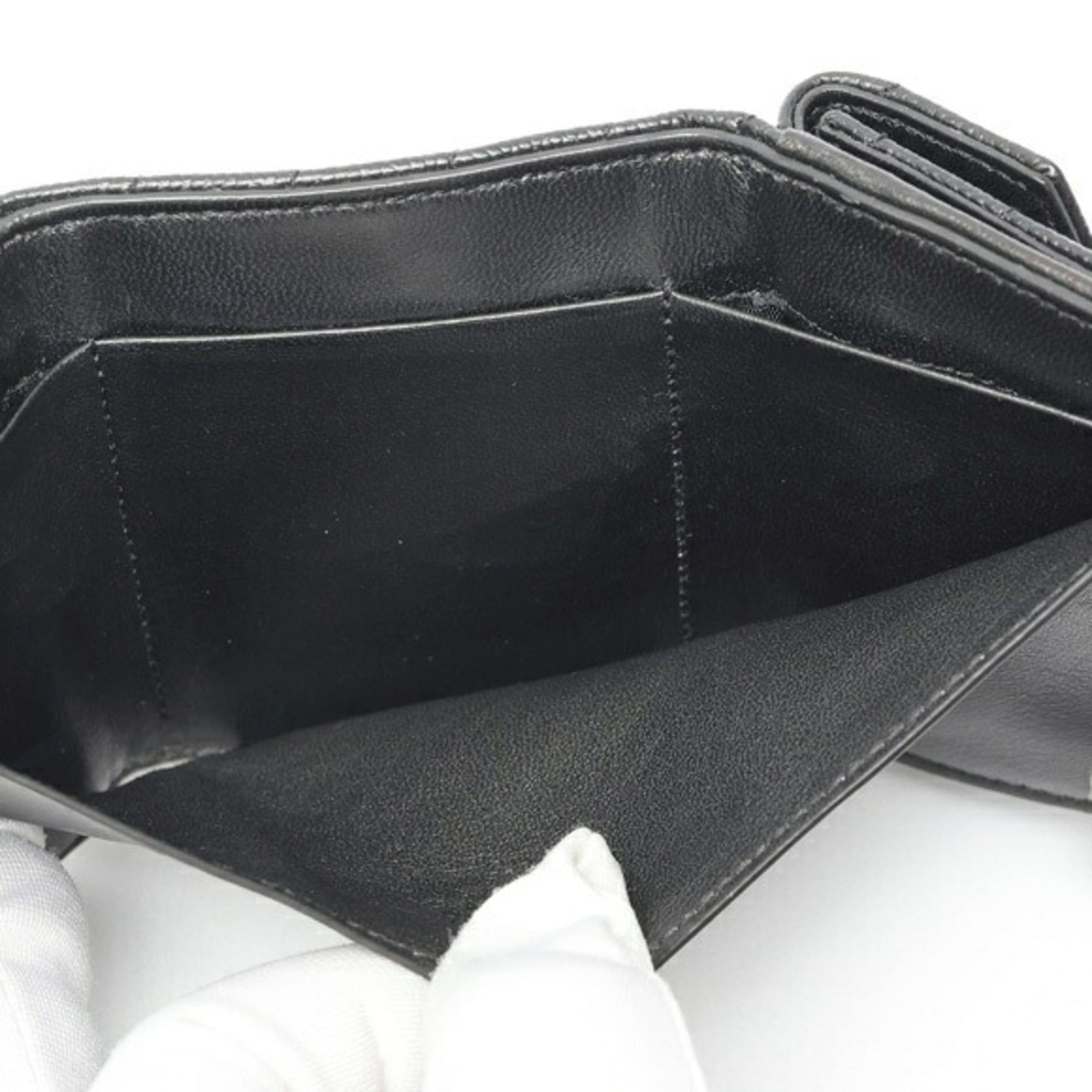 Saint Laurent Paris Saint Laurent Monogram Tri-fold Tiny Wallet Compact 505118 Leather Black S-159987 Size ONE SIZE - 7 Thumbnail