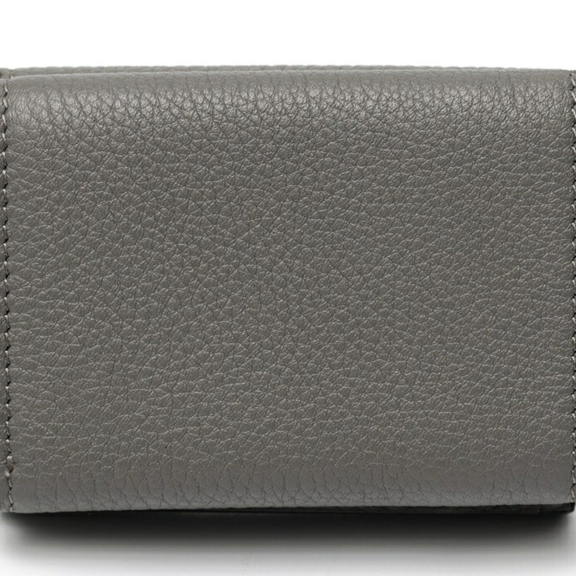 Fendi FENDI Tri-fold Compact Wallet 7M0280 Kataoshi Leather Gray S-159974 Size ONE SIZE - 2 Thumbnail