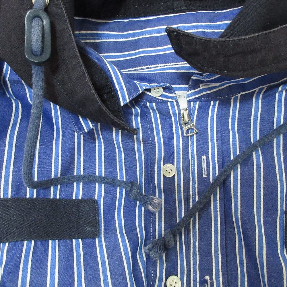 Sacai Sacai Sacai Hooded Stripe Shirt Shirt Textile Dress Shirt 20-02242M DUTY FREE for USA Size ONE SIZE - 13 Thumbnail
