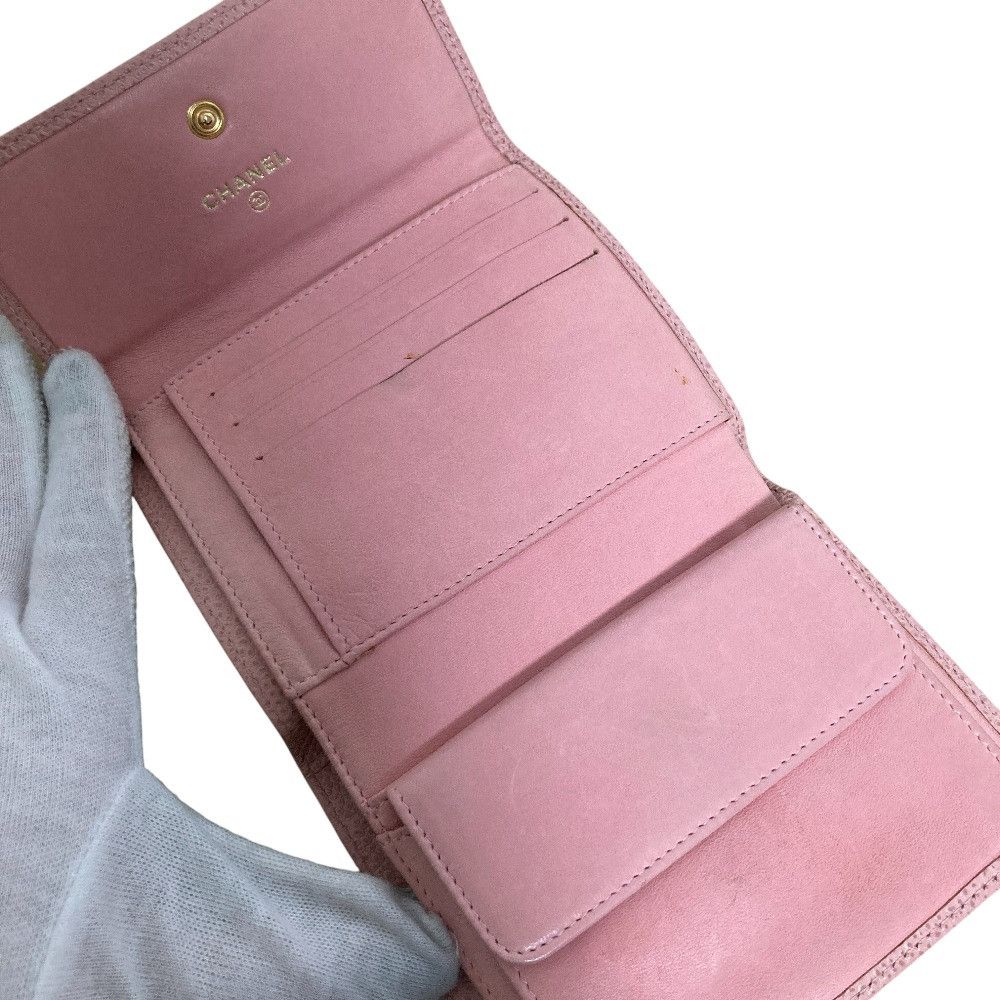 Chanel Chanel Chanel Coco Mark Caviar Skin Tri-fold Wallet Leather Short Wallet DUTY FREE for USA Size ONE SIZE - 4 Thumbnail