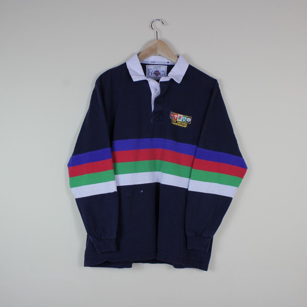 Vintage Vintage Cotton Oxford Five Nations Color Block Rugby Shirt