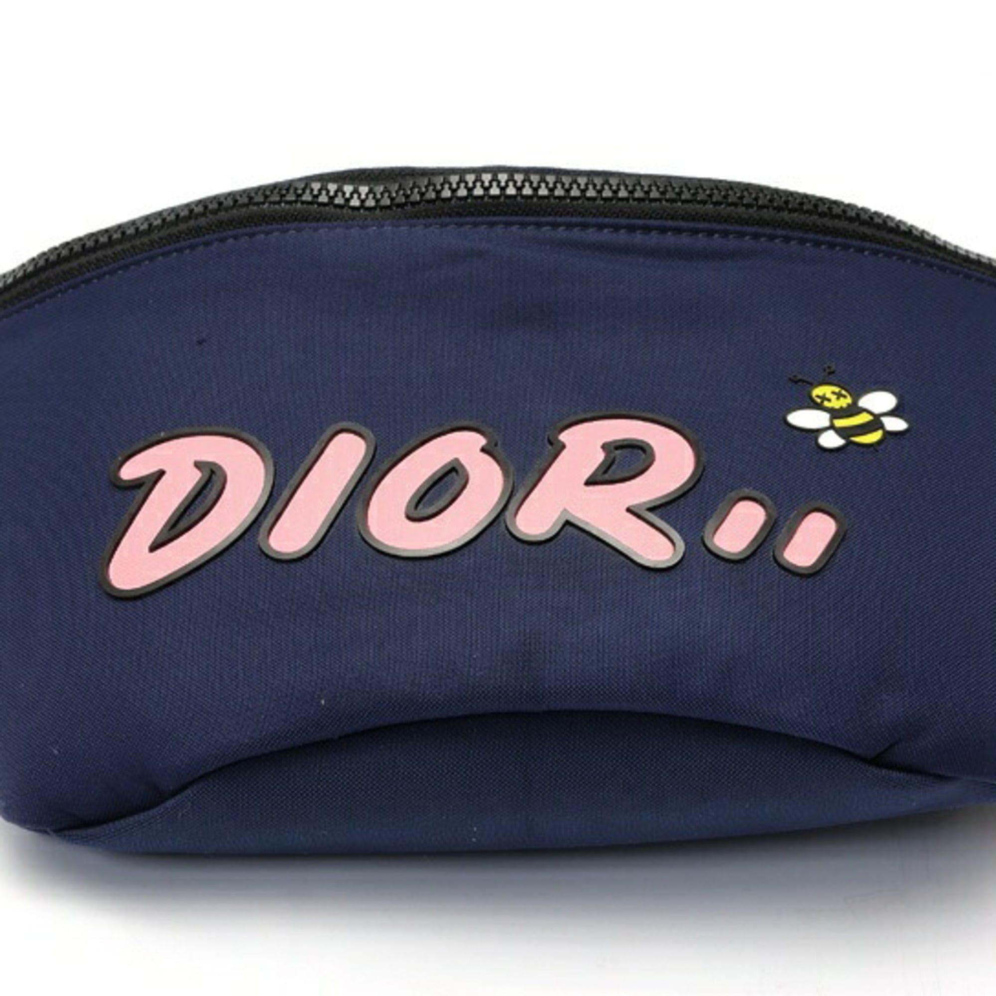 Christian Dior Dior Kaws Collaboration Bee Body Bag Belt Waist Pouch Nylon Leather Navy S-159996
