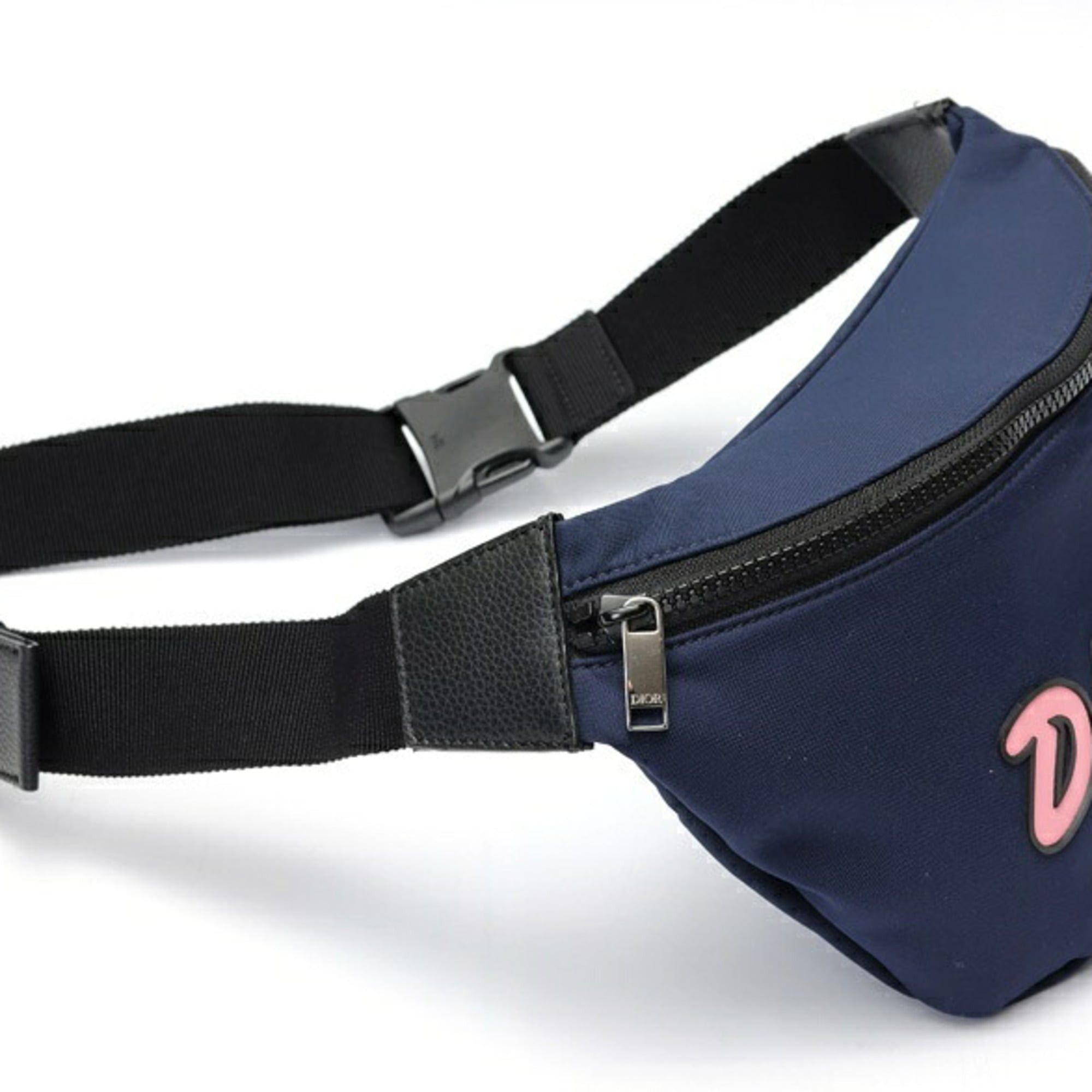 Christian Dior Dior Kaws Collaboration Bee Body Bag Belt Waist Pouch Nylon Leather Navy S-159996
