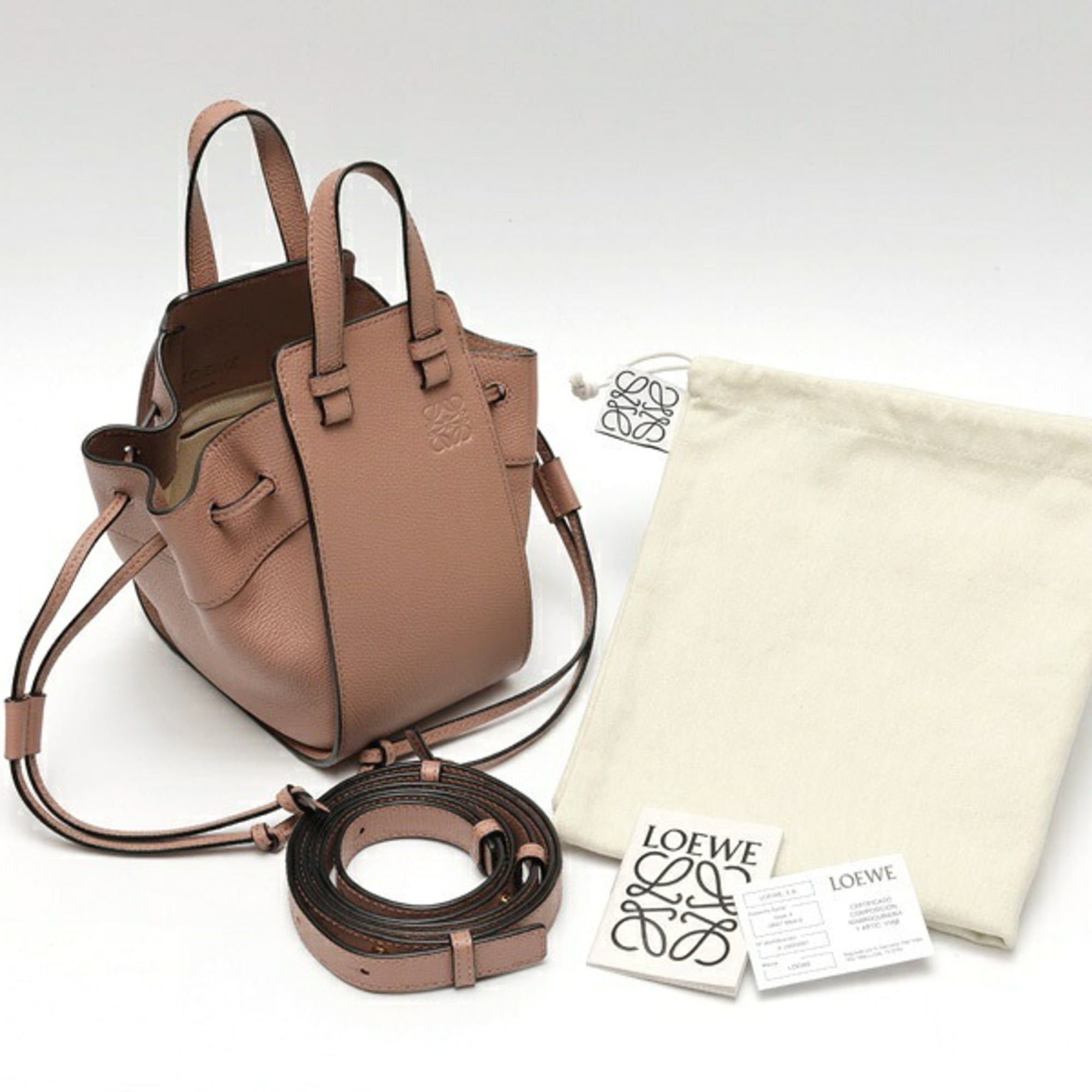Loewe LOEWE Hammock Drawstring Bag Mini A538V07X10 in Pink Beige Calfskin Size ONE SIZE - 6 Thumbnail