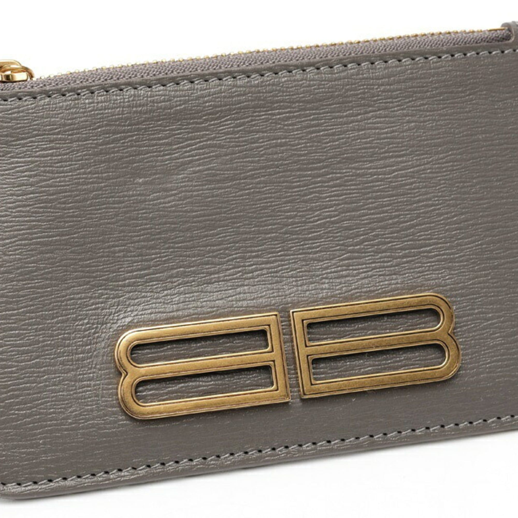 Balenciaga Balenciaga BB Coin Card Holder Case 674852 Leather Gray S-159725 Size ONE SIZE - 4 Thumbnail