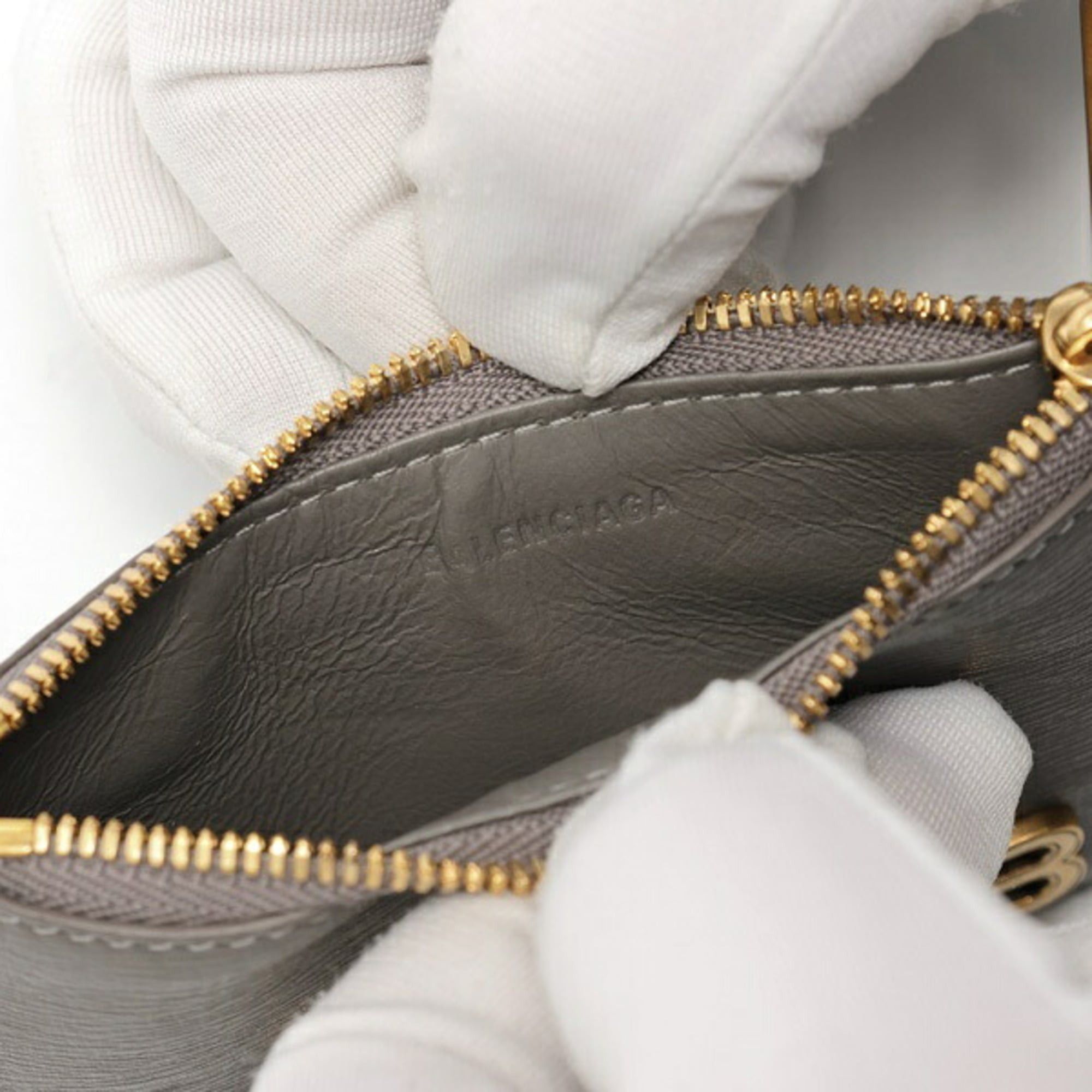 Balenciaga Balenciaga BB Coin Card Holder Case 674852 Leather Gray S-159725 Size ONE SIZE - 5 Thumbnail