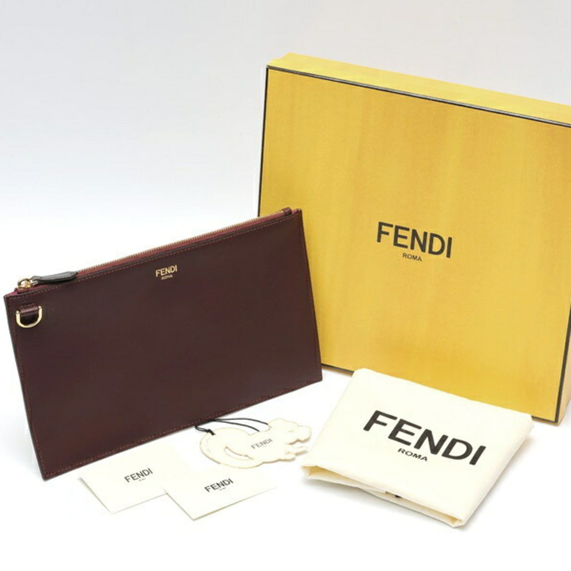 Fendi FENDI Flat Baguette Clutch Bag Medium 8N0149 Leather Bordeaux S-160070 Size ONE SIZE - 5 Thumbnail