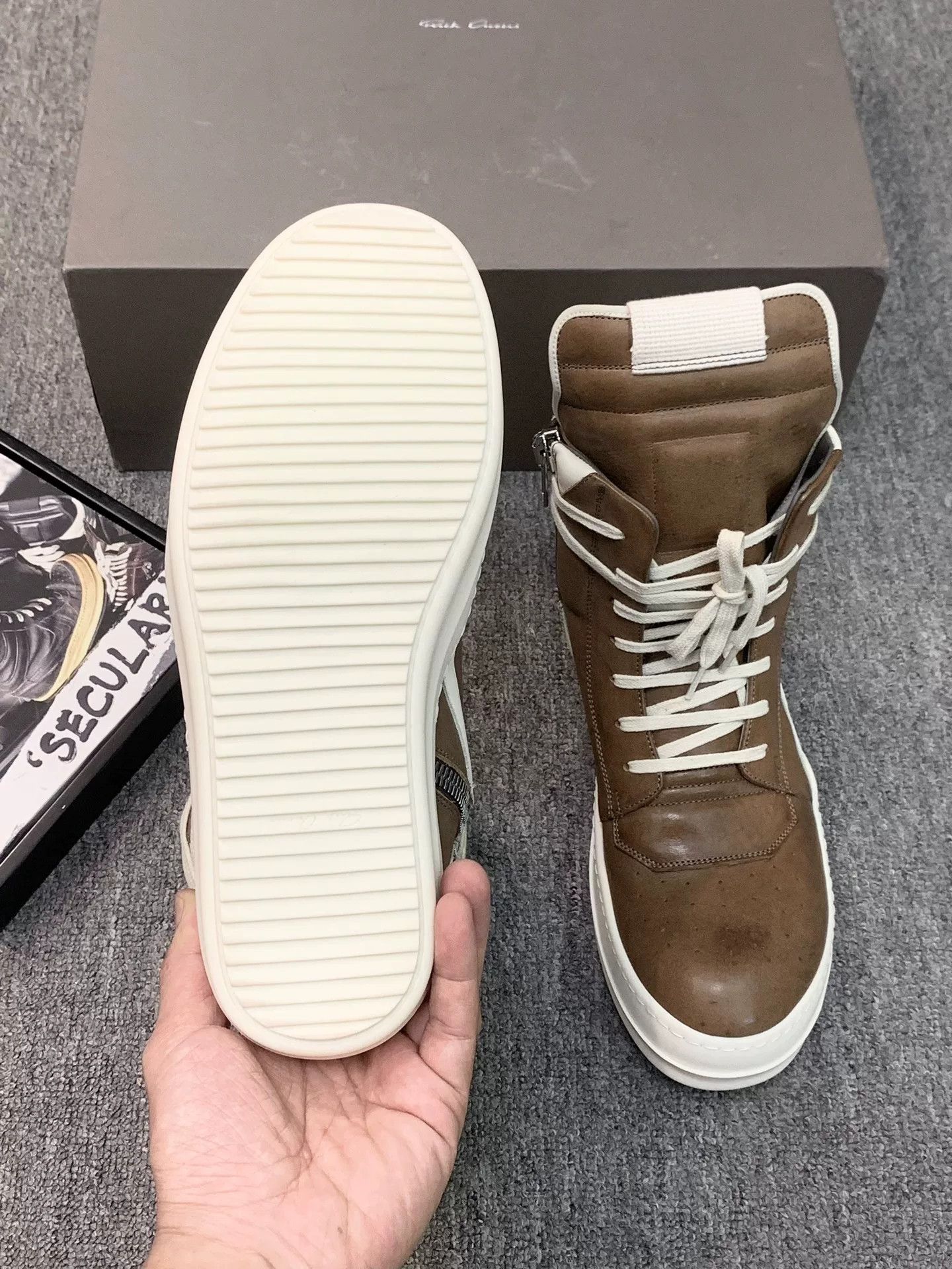 Rick Owens rick owens brown leather high-top sneakers Size US 8.5 / EU 41-42 - 8 Thumbnail