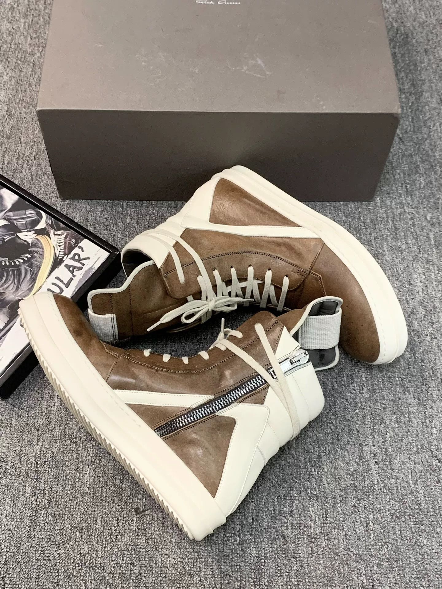 Rick Owens rick owens brown leather high-top sneakers Size US 8.5 / EU 41-42 - 6 Thumbnail