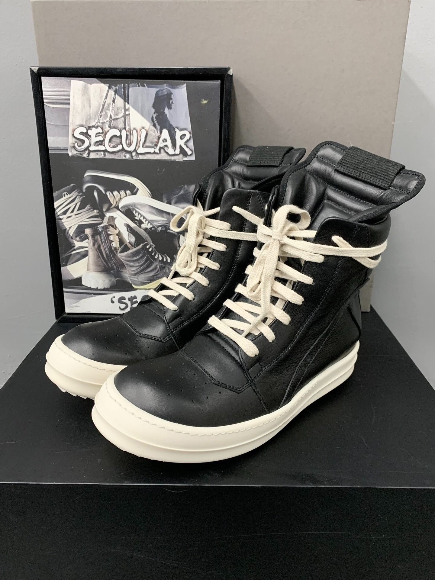 Rick Owens rick owens black and white geobasket sneakers Size US 6 / EU 39 - 4 Thumbnail