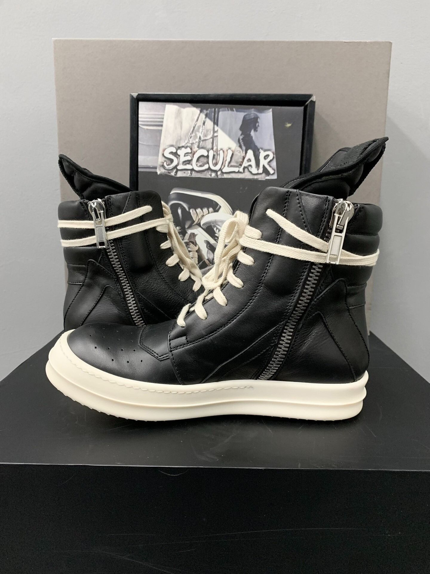 Rick Owens rick owens black and white geobasket sneakers Size US 6 / EU 39 - 6 Thumbnail