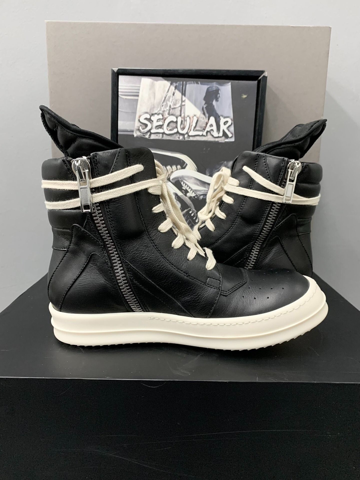 Rick Owens rick owens black and white geobasket sneakers Size US 6 / EU 39 - 5 Thumbnail