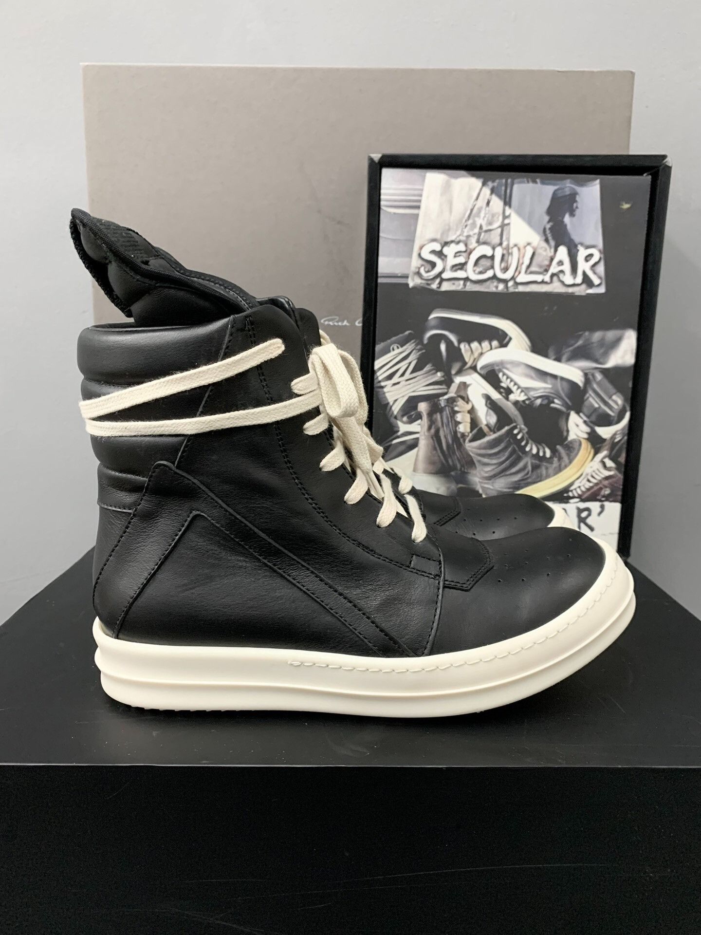 Rick Owens rick owens black and white geobasket sneakers Size US 6 / EU 39 - 2 Thumbnail