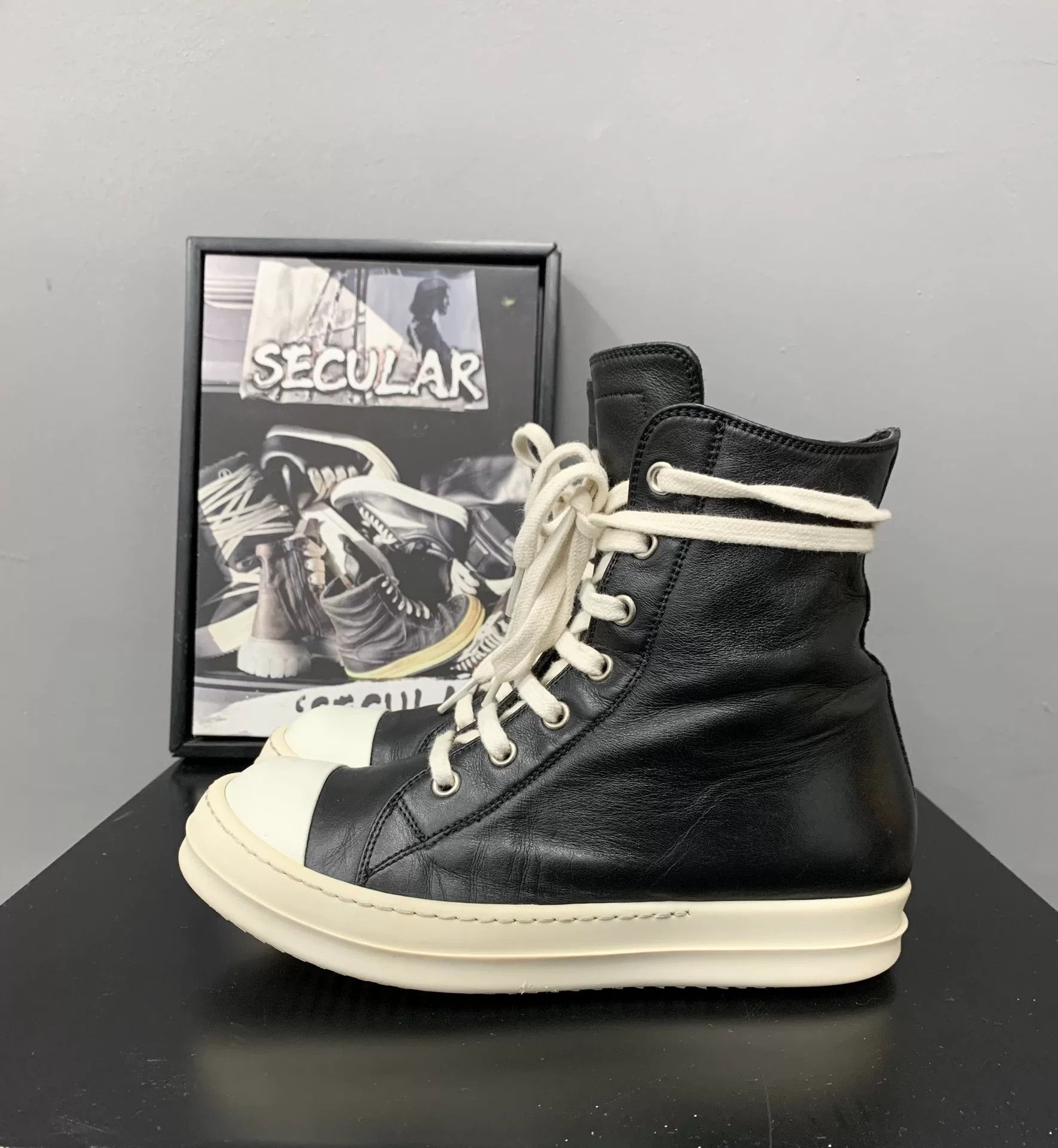 Rick Owens rick owens black and white high-top sneakers Size US 5.5 / EU 38 - 3 Thumbnail