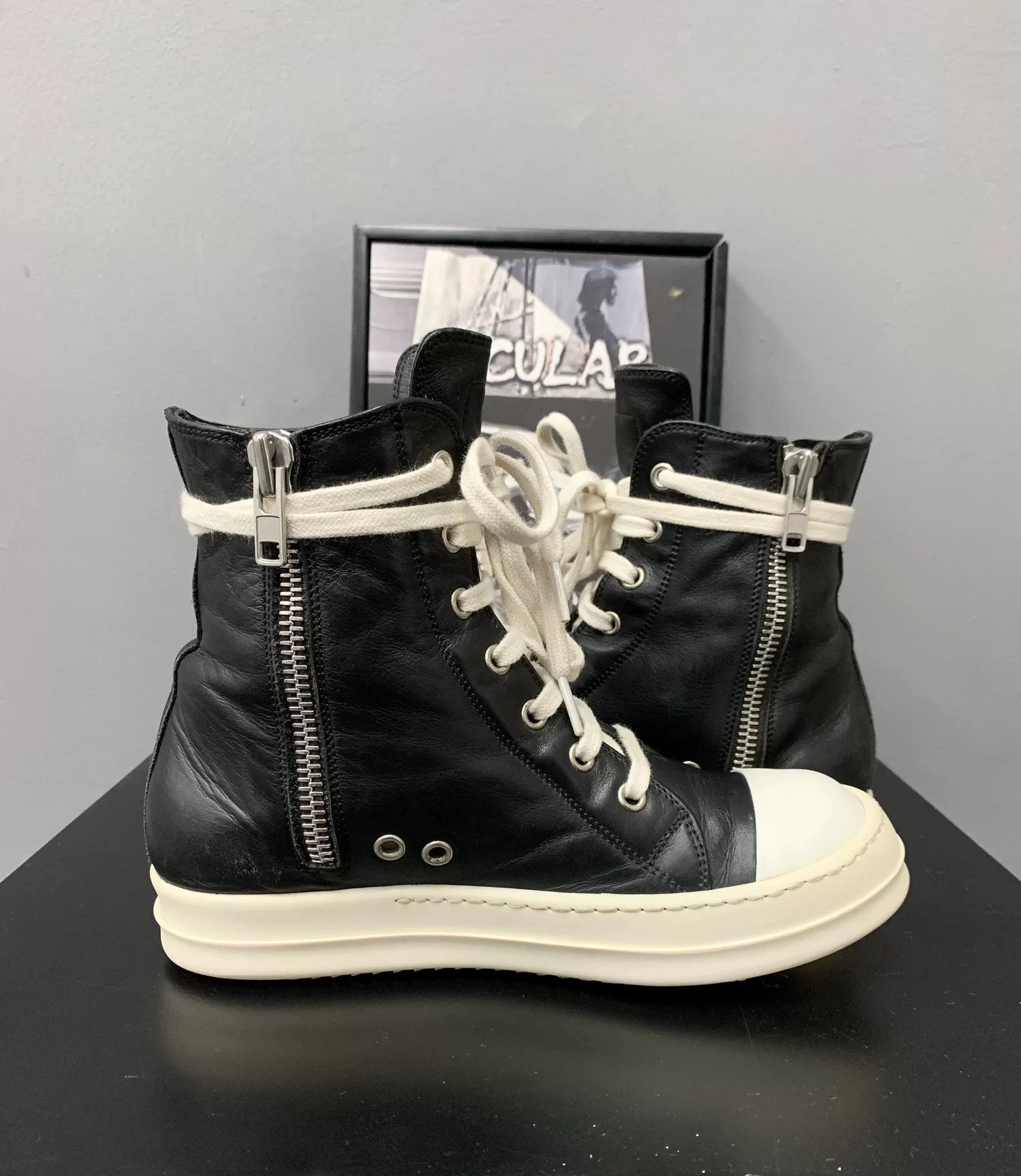 Rick Owens rick owens black and white high-top sneakers Size US 5.5 / EU 38 - 5 Thumbnail