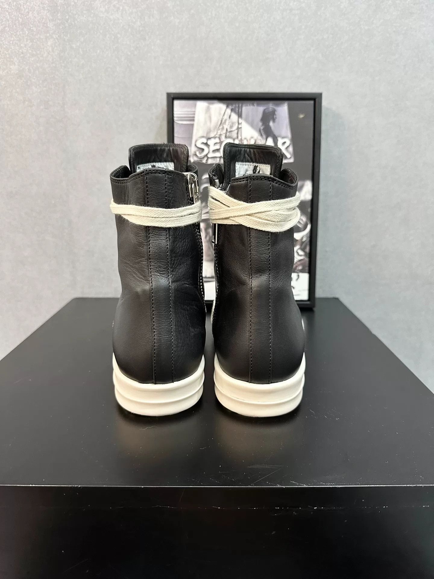 Rick Owens rick owens black and white high-top sneakers Size US 6 / IT 36 - 7 Thumbnail