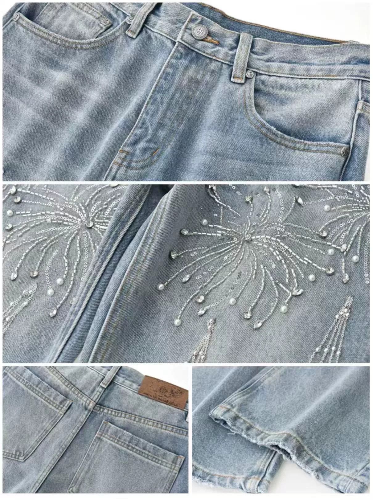 SLY Silver Embroidered Denim Pants by SLUM Size US 30 / EU 46 - 5 Thumbnail