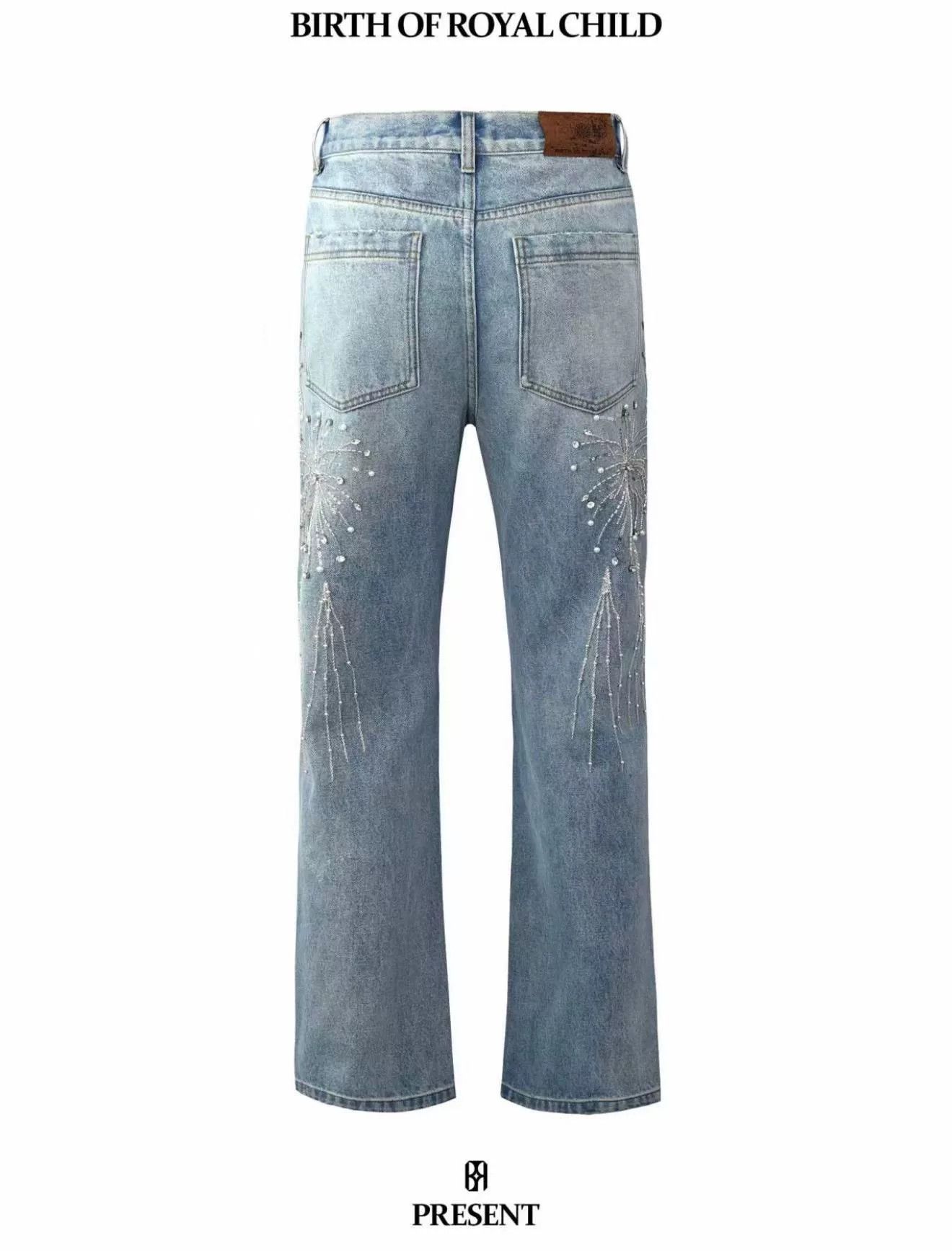 SLY Silver Embroidered Denim Pants by SLUM Size US 30 / EU 46 - 3 Thumbnail