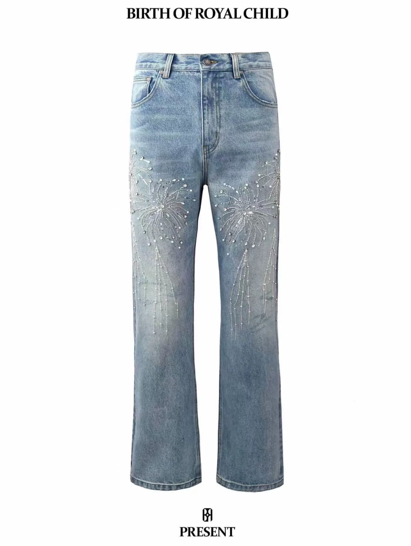 SLY Silver Embroidered Denim Pants by SLUM Size US 30 / EU 46 - 4 Thumbnail