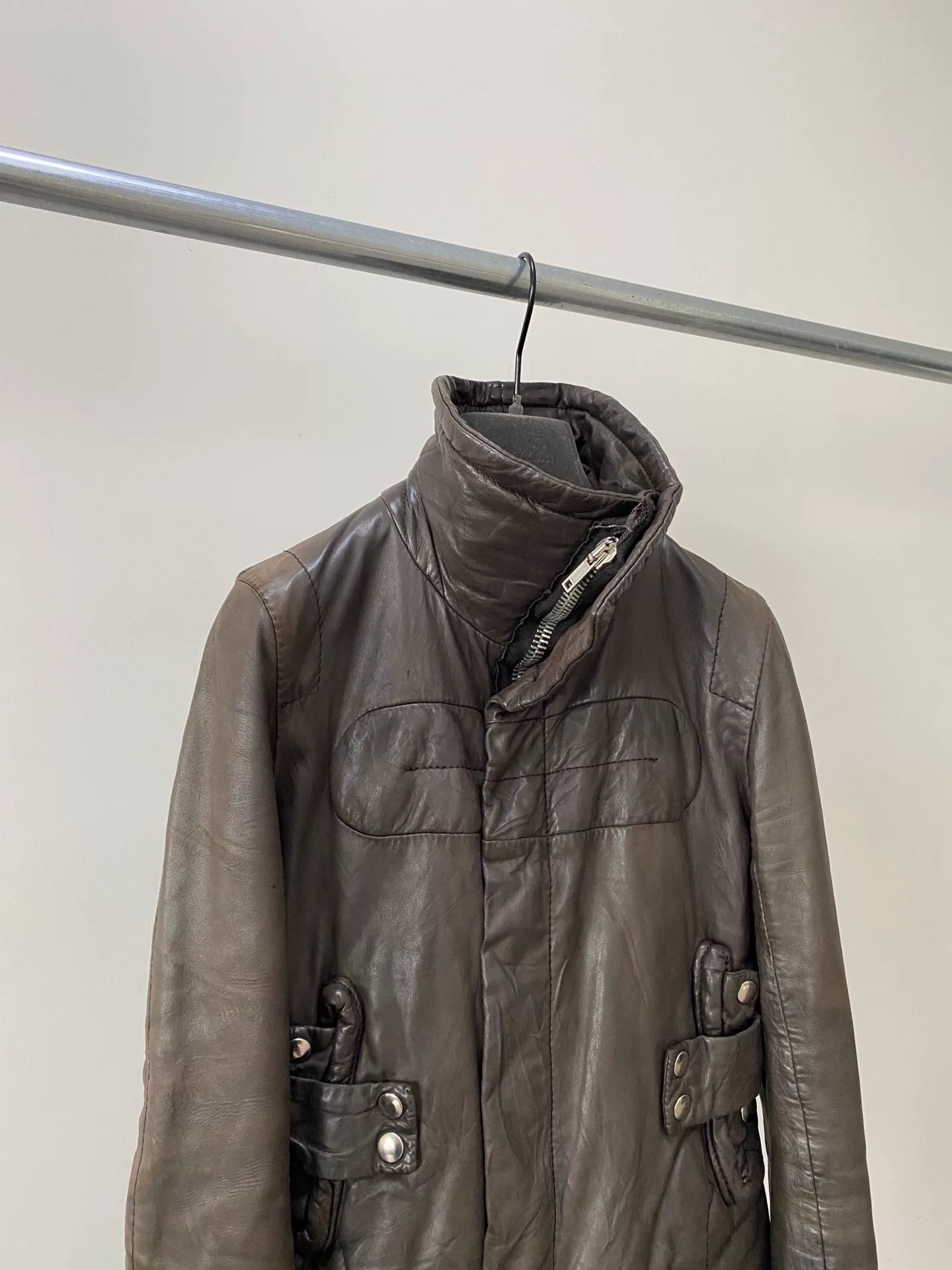 Rick Owens Rick Owens 2003 Fall Stand Collar Leather Jacket Size US M / EU 48-50 / 2 - 4 Thumbnail