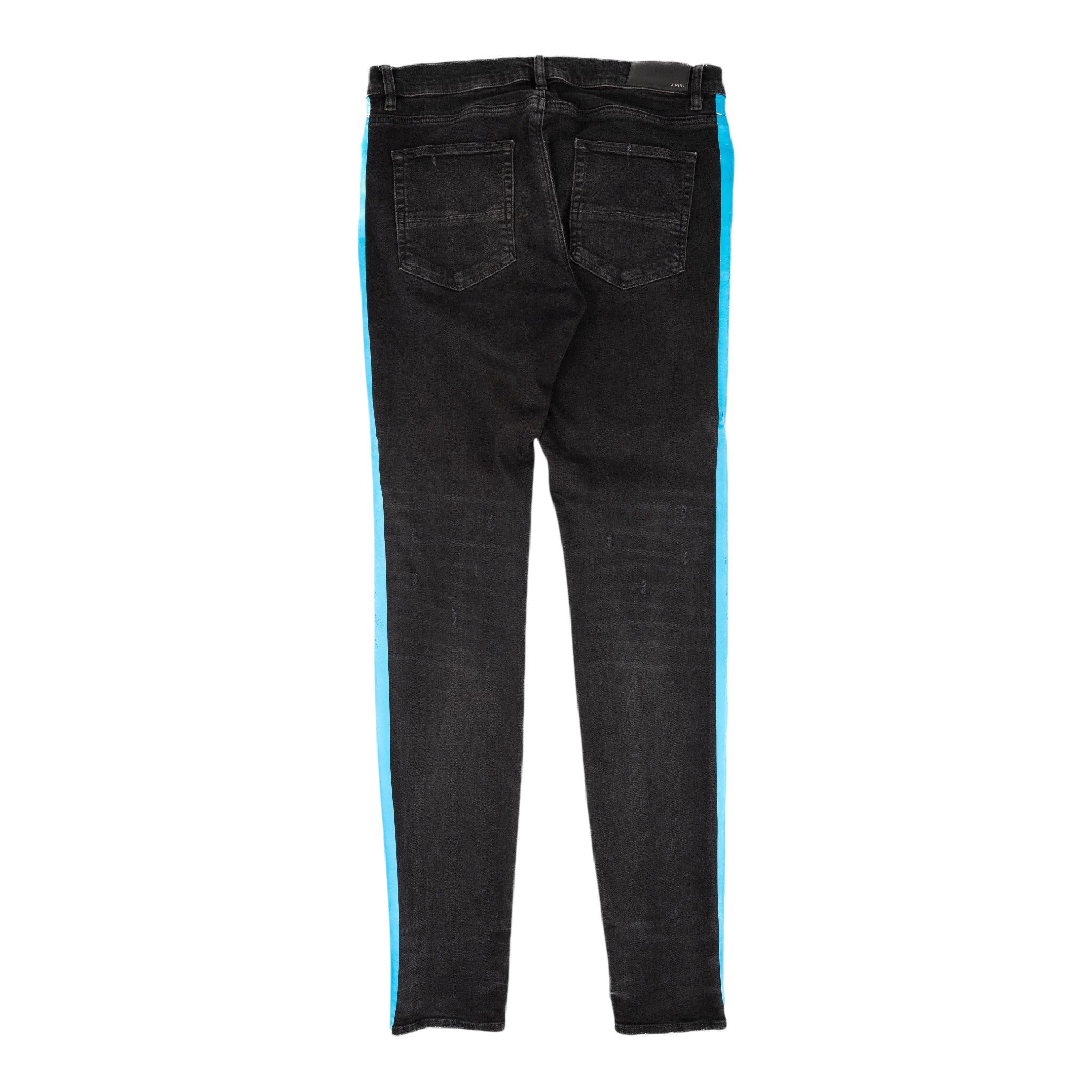 Amiri Amiri Broken Track Jeans Aged Black Neon Blue Size US 36 / EU 52 - 2 Thumbnail