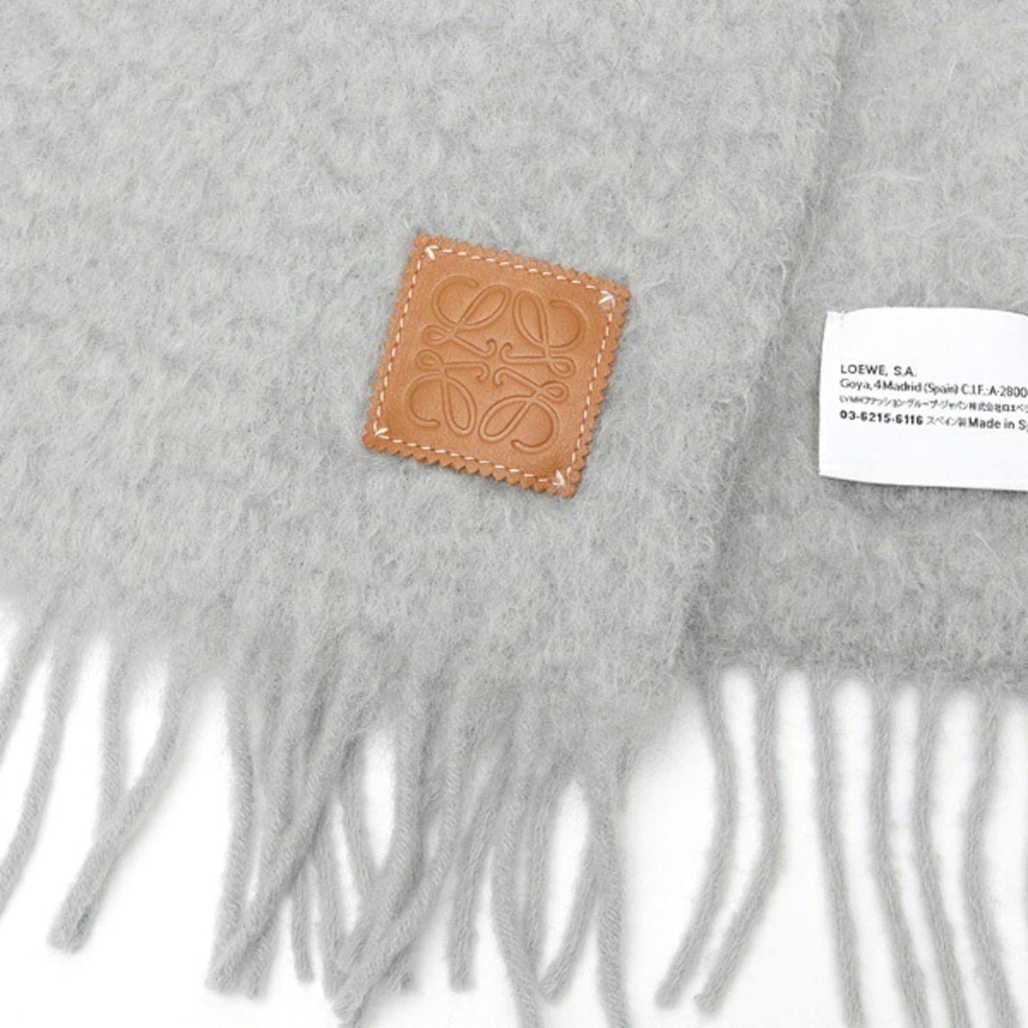 Loewe LOEWE Anagram Scarf Muffler F655254X01 Mohair Wool Light Gray S-160068 Size ONE SIZE - 3 Thumbnail