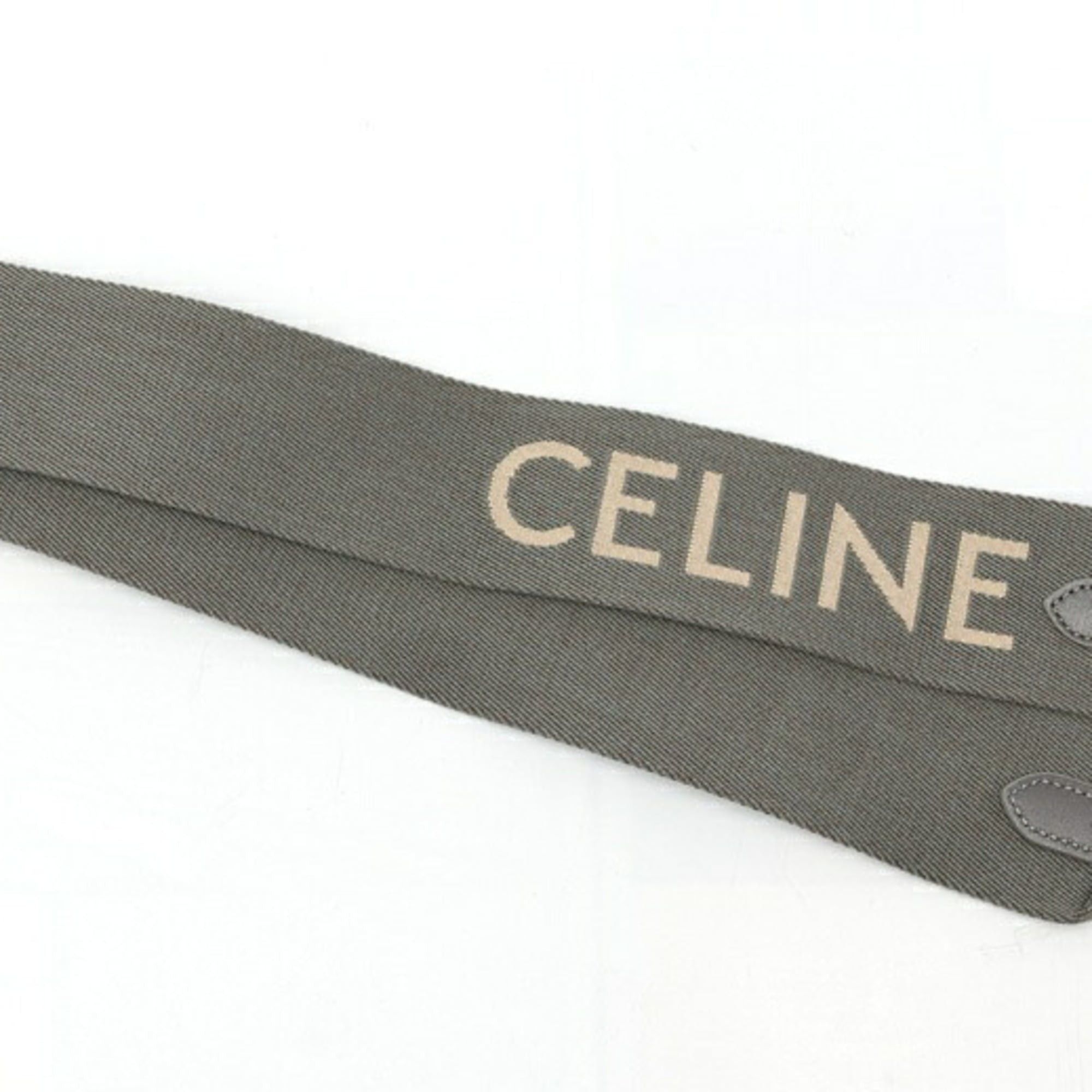 Celine Celine Jacquard Long Strap Shoulder 49S012AEP.09GW Wool Leather Gray White S-160072 Size ONE SIZE - 2 Thumbnail